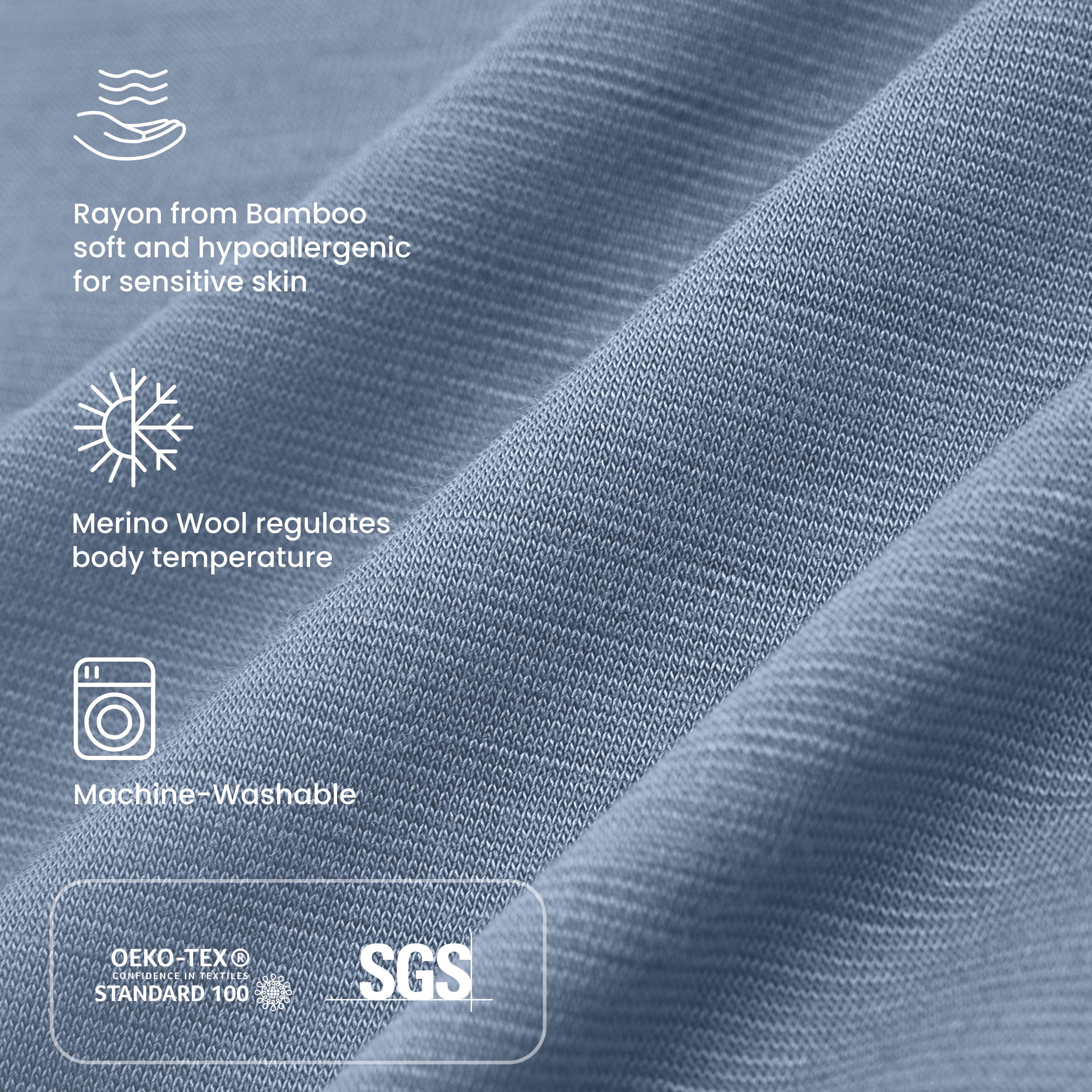 ClimaCuddle™ Swaddle 2-in-1 0.5 TOG - Merino Wool & Rayon Bamboo - Misty Blue