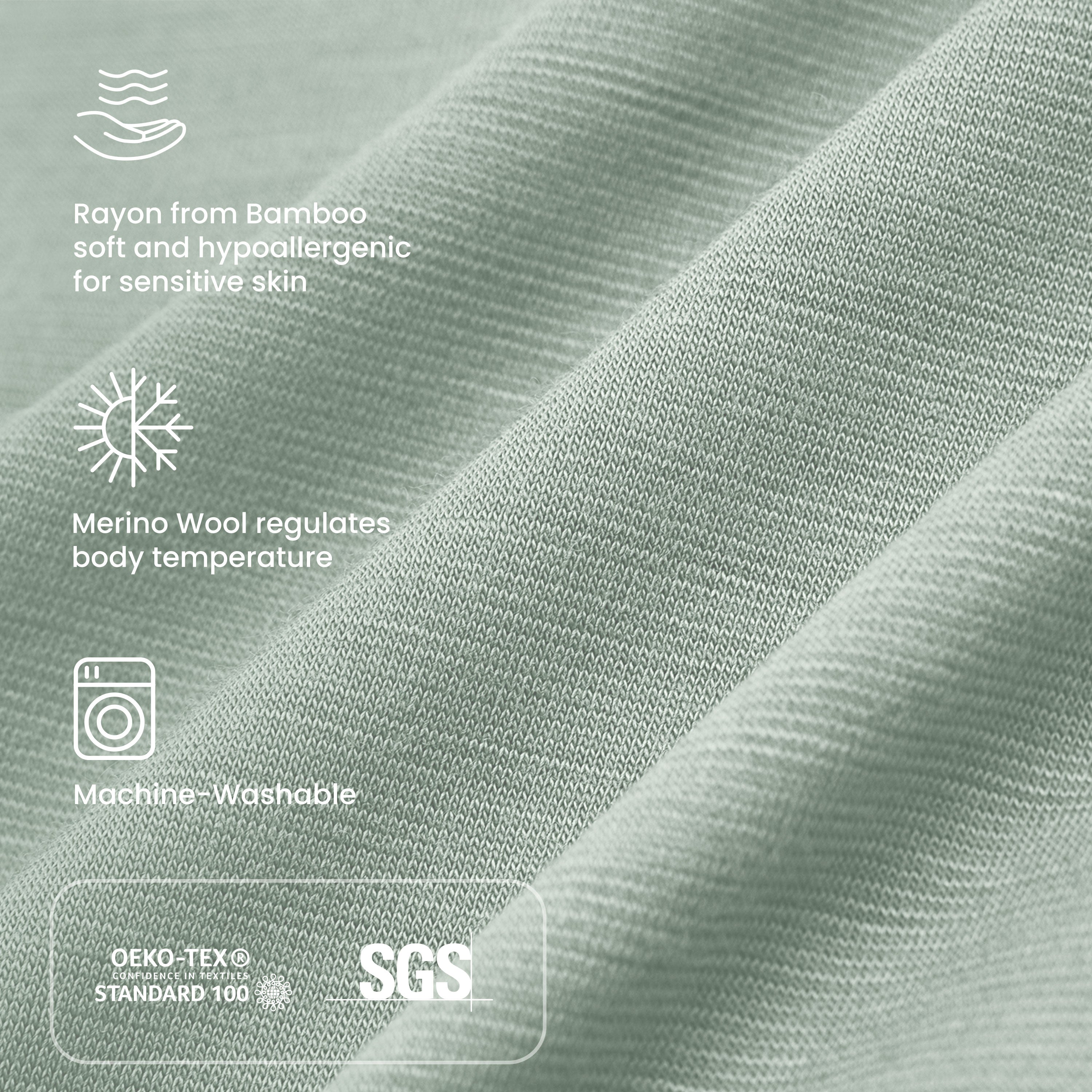 ClimaCuddle™ Swaddle 2-in-1 0.5 TOG - Merino Wool & Rayon Bamboo - Pea Green