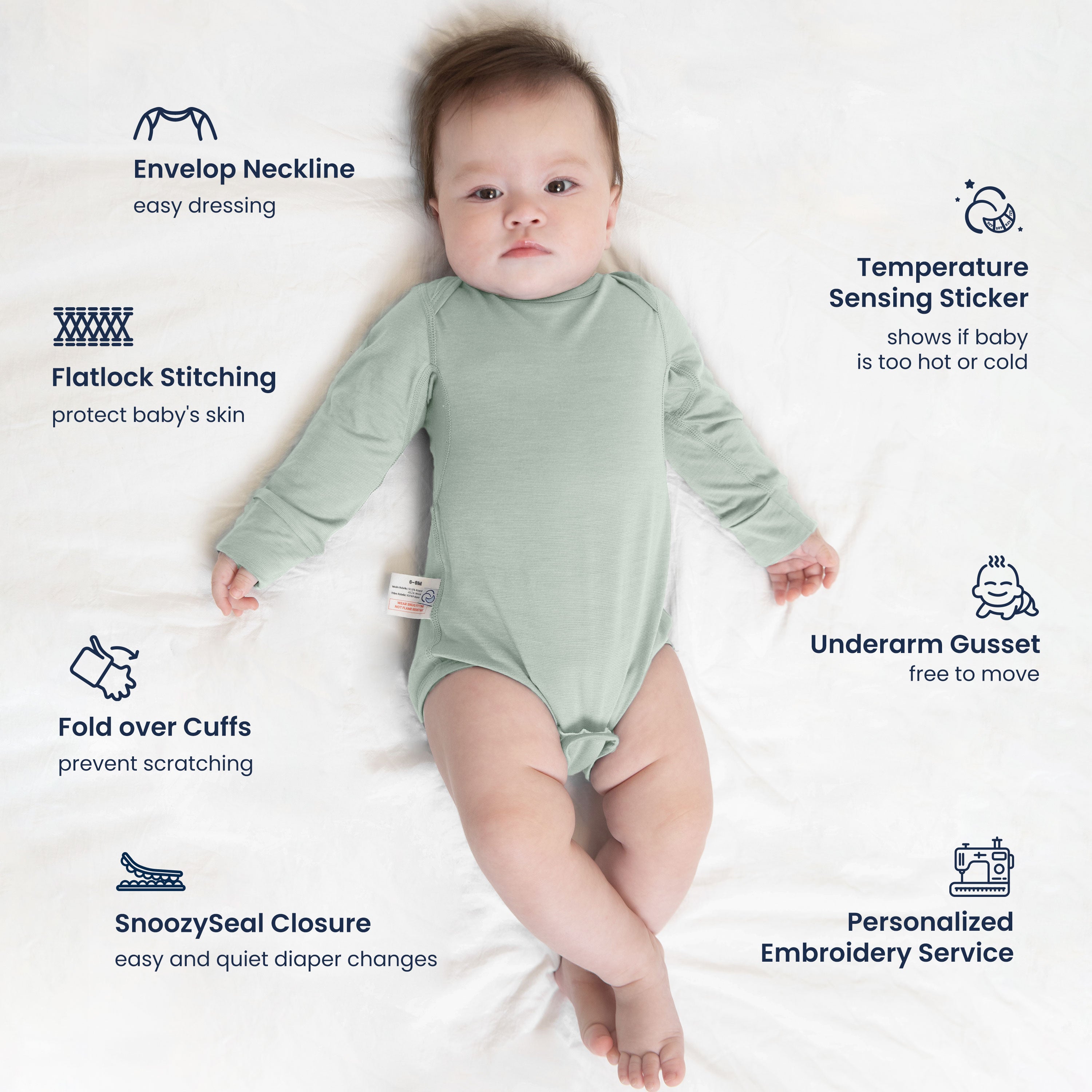 ClimaCuddle® Baby Bodysuit Long Sleeve - Merino Wool & Rayon Bamboo 3-Pack Bundle
