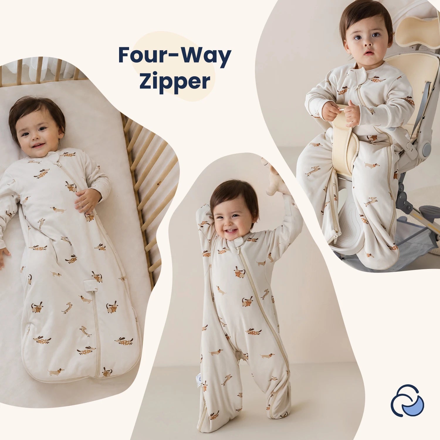 All Season Sleep Suit Sack 3-in-1 1.0 TOG - Organic Cotton & Camel Wool - Sunny Pup