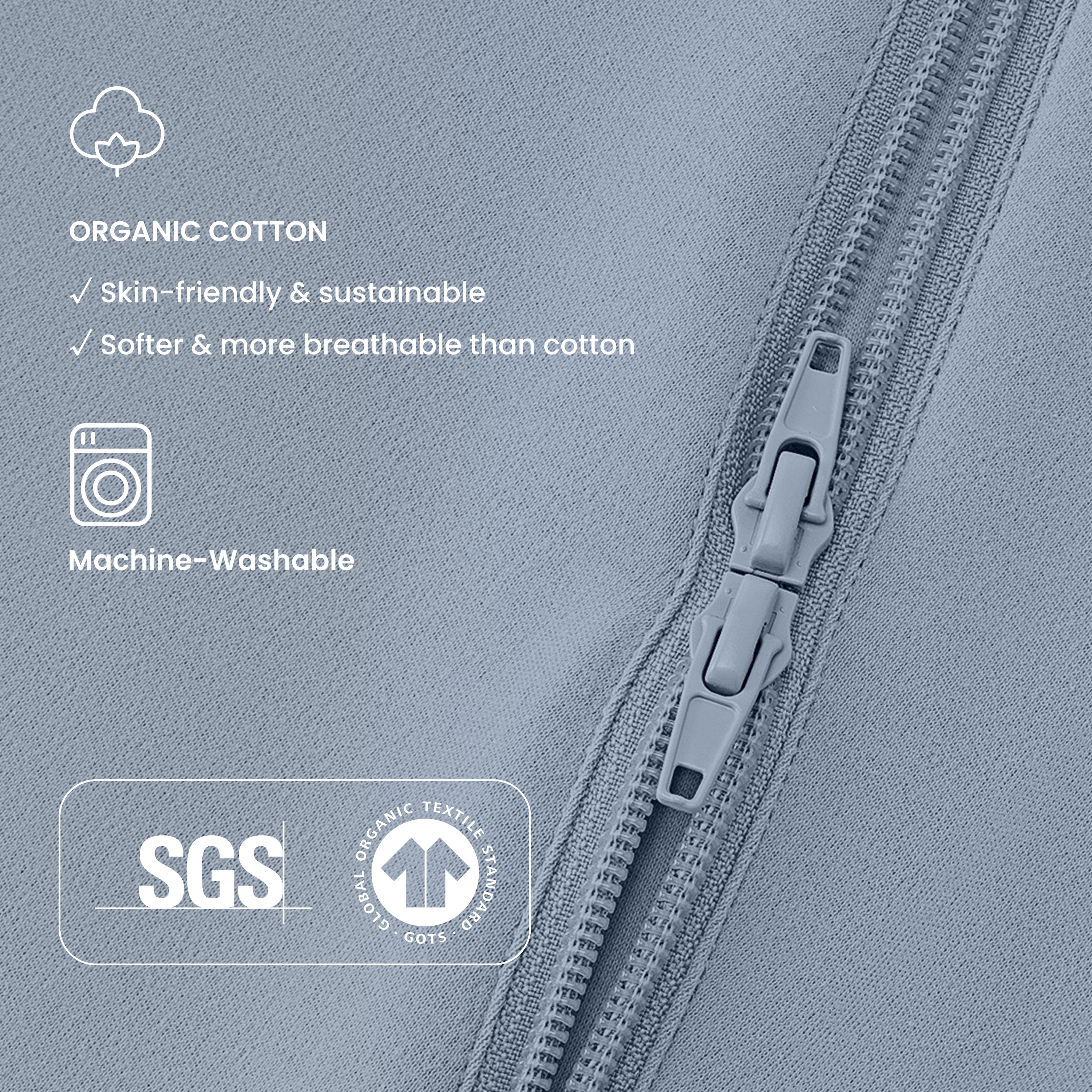 Sleeveless Sleep Sack 0.5 TOG - Organic Cotton -Misty Blue