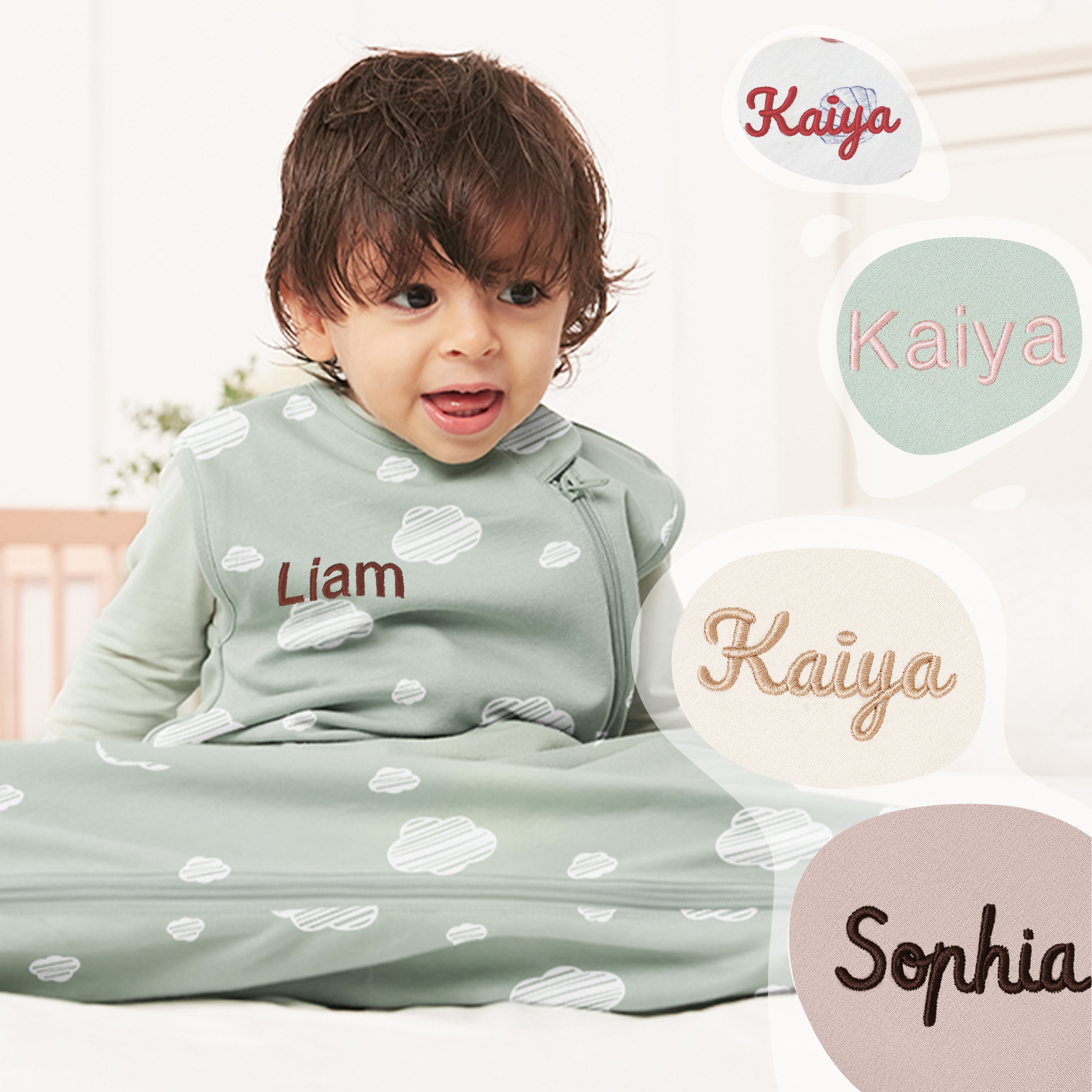 Sleeveless Sleep Sack 0.5 TOG - Organic Cotton - Green Sky