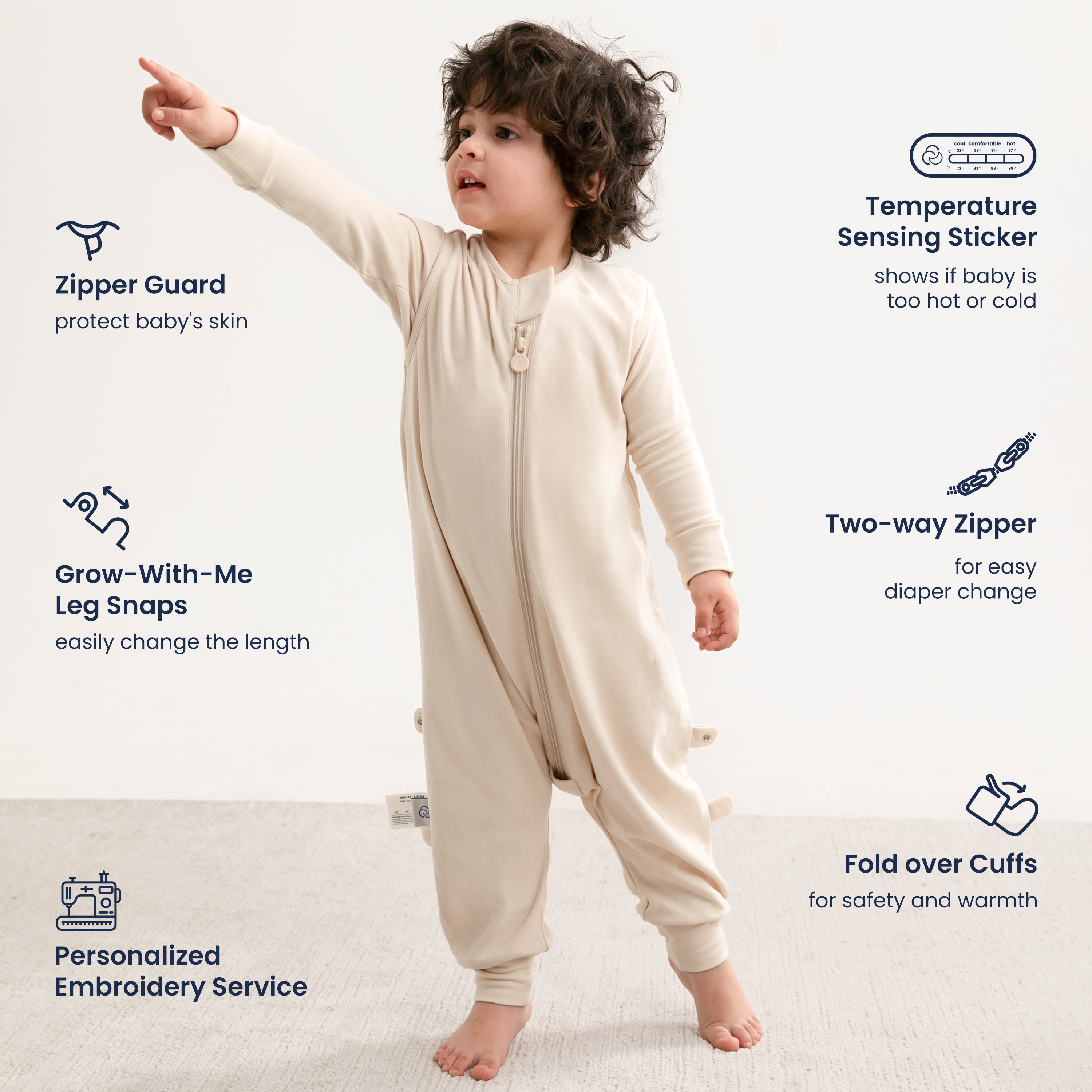 Sleeveless Sleep Sack Walker 0.5 TOG - Organic Cotton - Cream