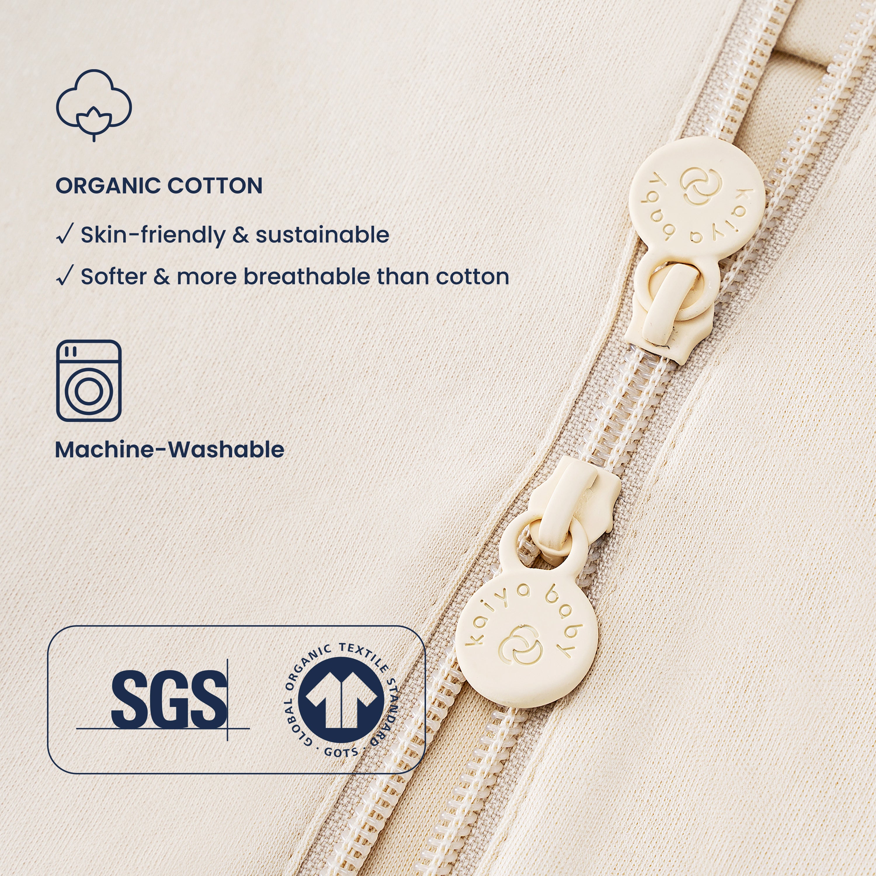 Sleeveless Sleep Sack Walker 0.5 TOG - Organic Cotton - Cream