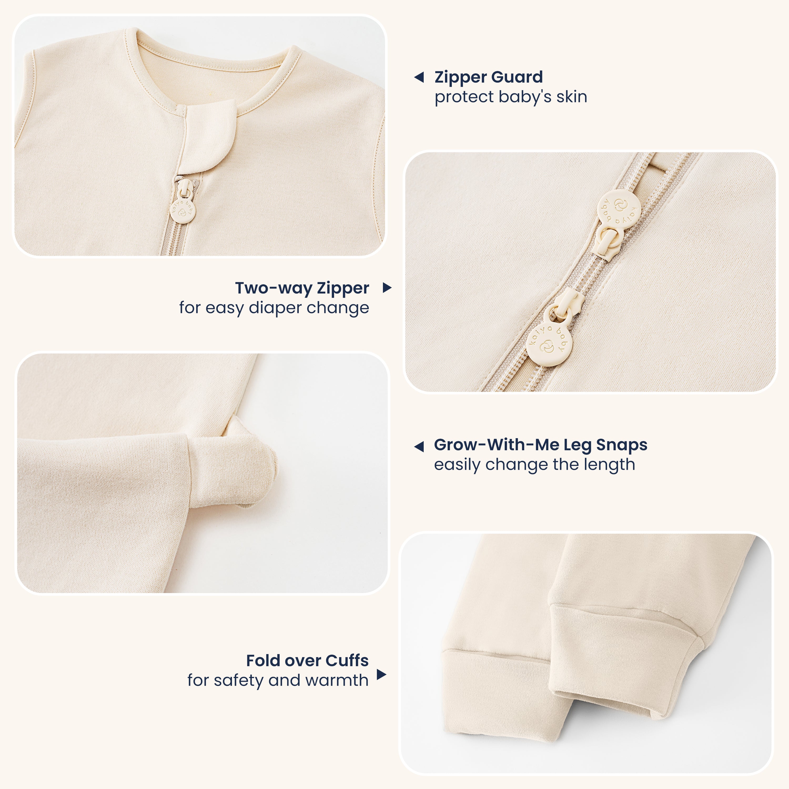 Sleeveless Sleep Sack Walker 0.5 TOG - Organic Cotton - Cream