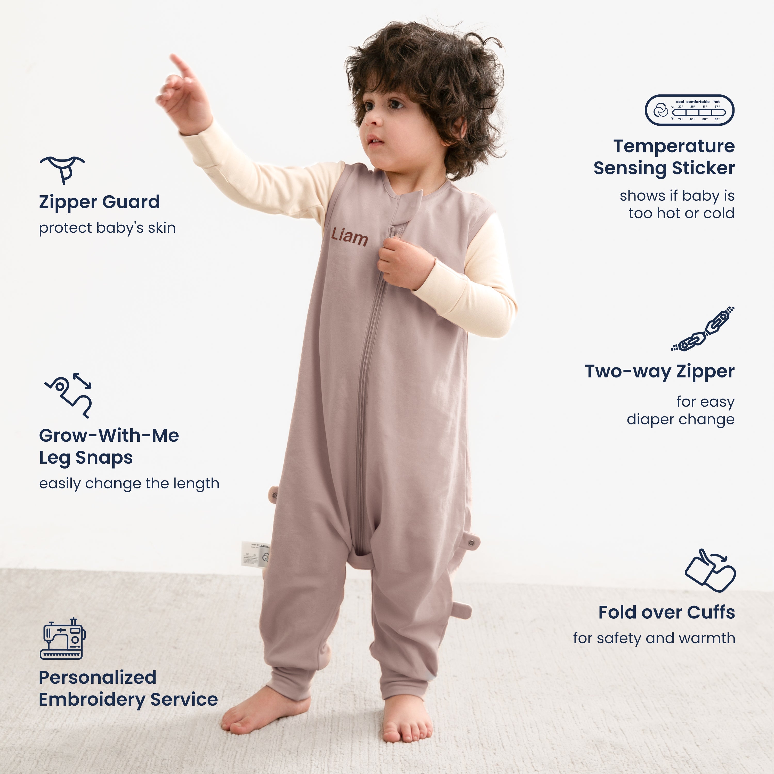 Sleeveless Sleep Sack Walker 0.5 TOG - Organic Cotton - Dusty Pink