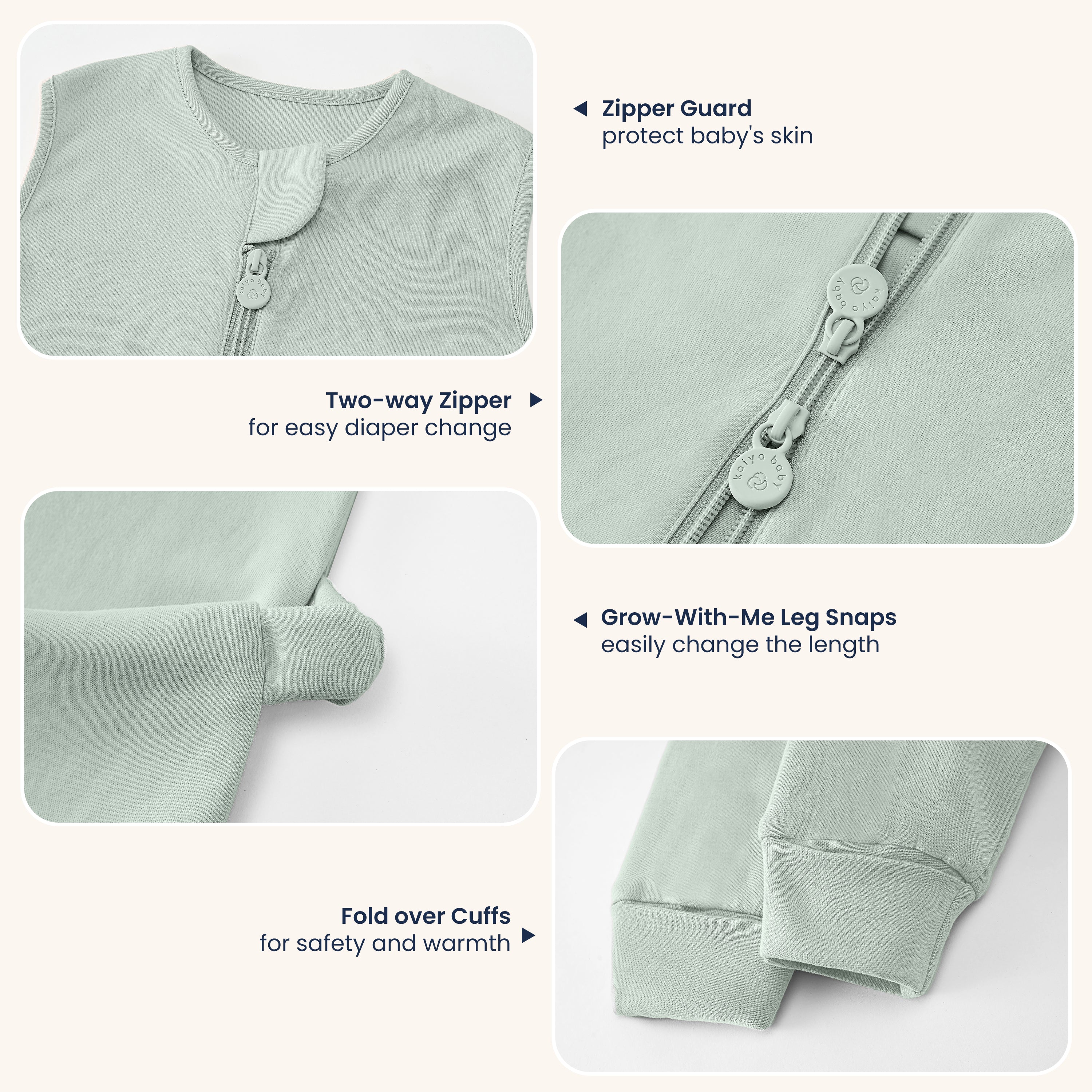 Sleeveless Sleep Sack Walker 0.5 TOG - Organic Cotton - Pea Green