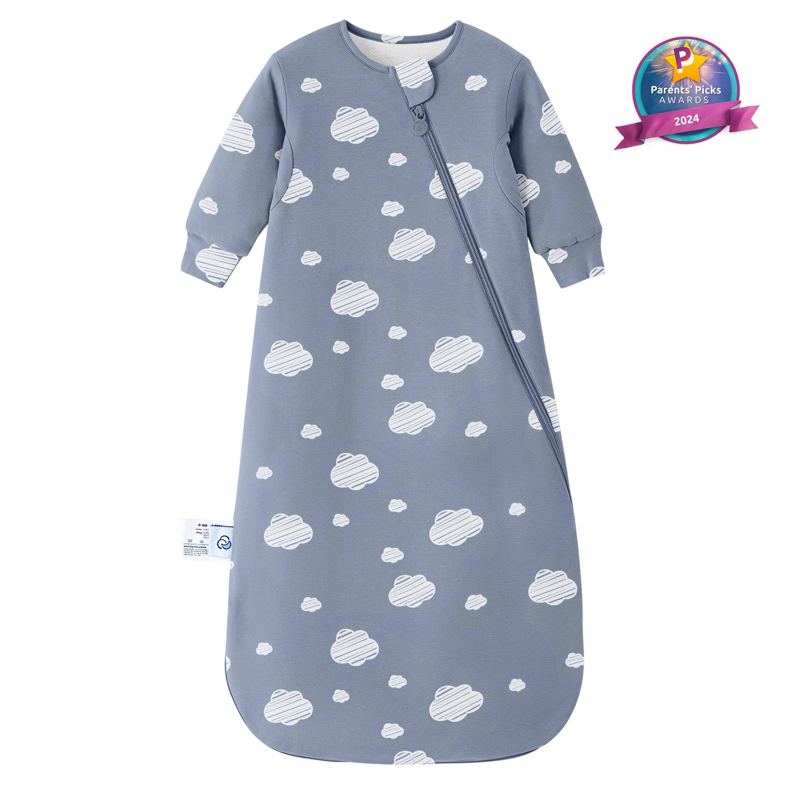 Warm Long Sleeve Sleep Sack 2.5 TOG - Organic Cotton & Camel Wool - Blue Sky