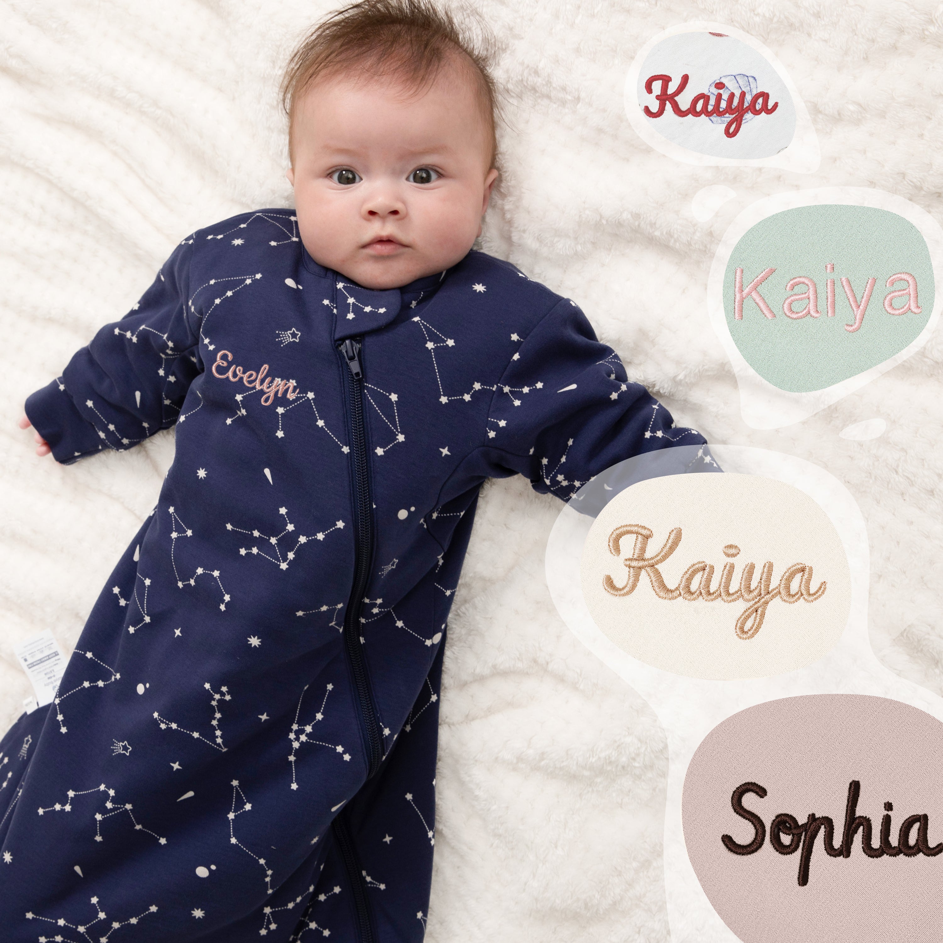 Winter Long Sleeve Sleep Sack 3.5 TOG - Organic Cotton & Camel Wool - Constellation-5