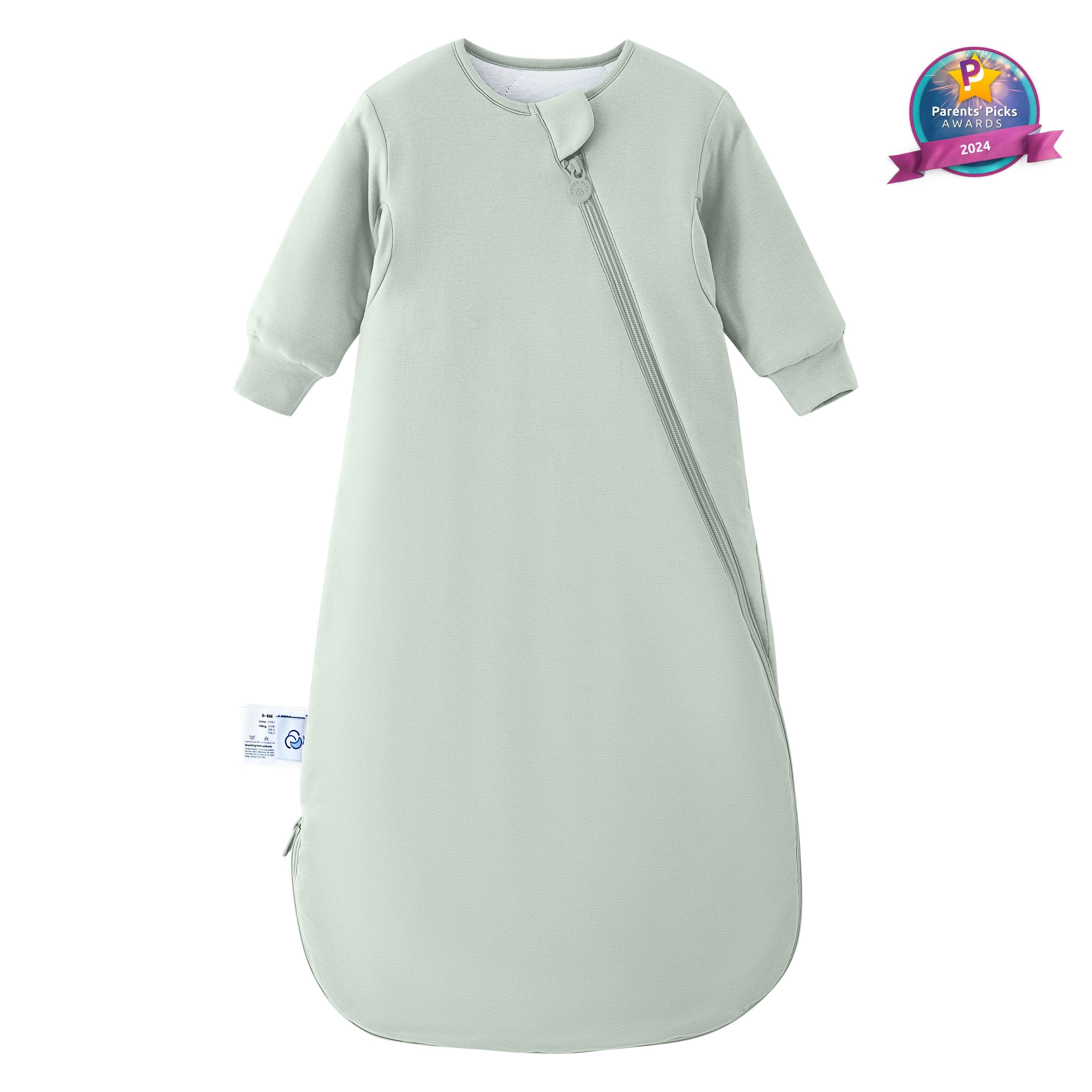 Winter Long Sleeve Sleep Sack 3.5 TOG - Organic Cotton & Camel Wool - Pea Green-11