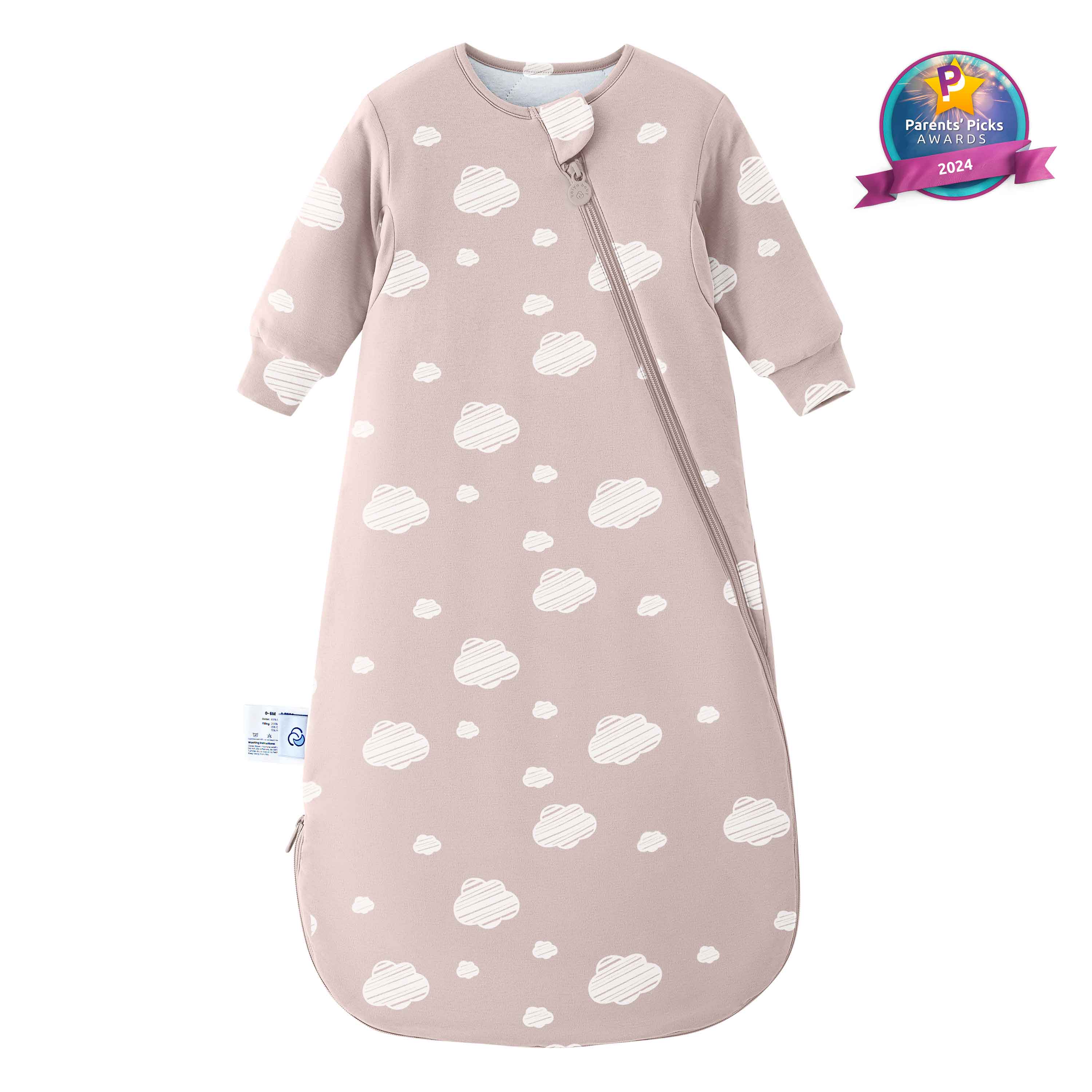 Winter Long Sleeve Sleep Sack 3.5 TOG - Organic Cotton & Camel Wool - Pink Sky