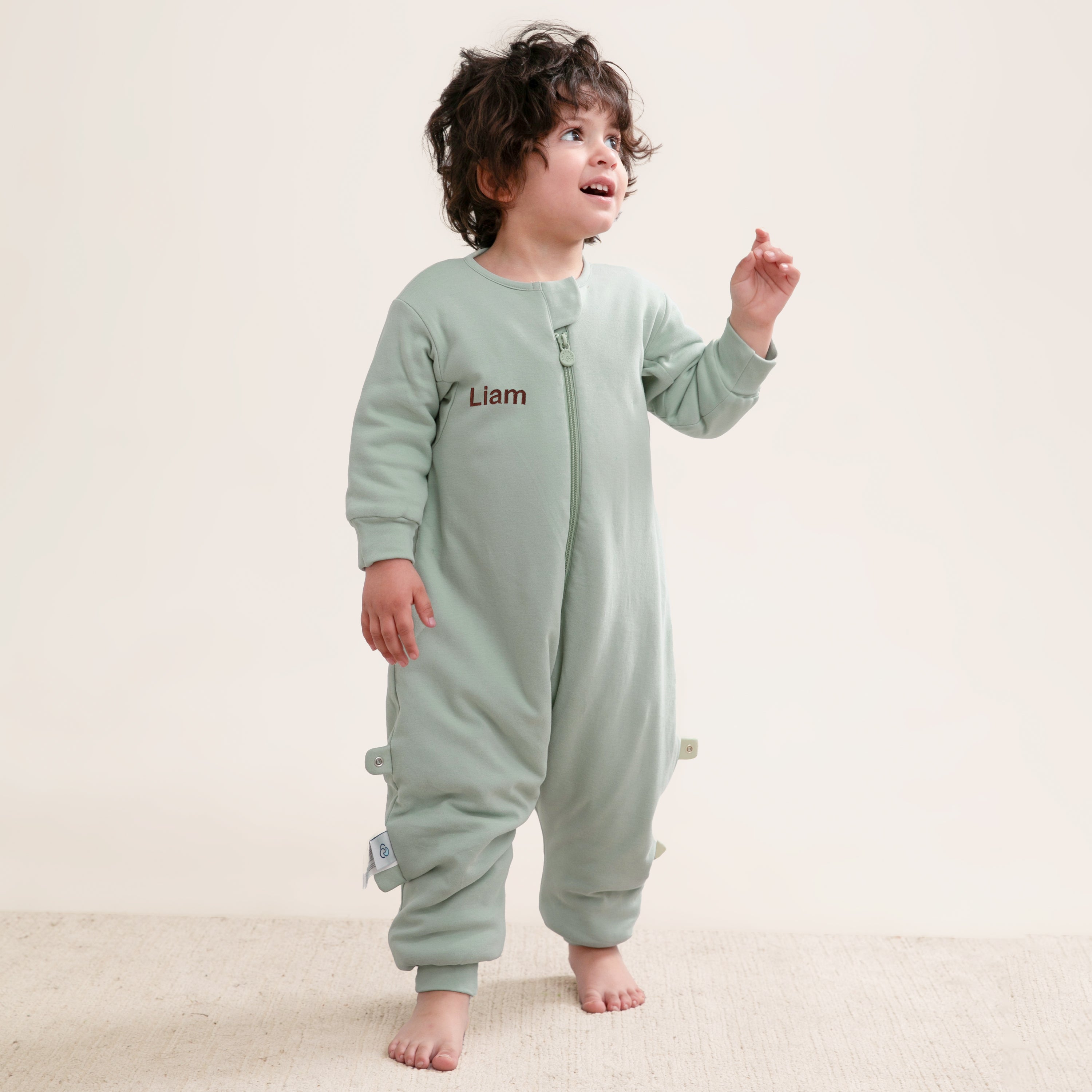 Winter Long Sleeve Sleep Sack Walker 3.5 TOG - Organic Cotton & Camel Wool - Pea Green