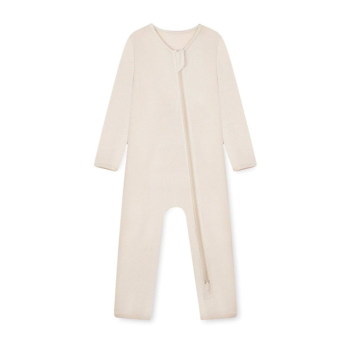 Bamboo Zipper Baby Romper One Piece - Creamy White