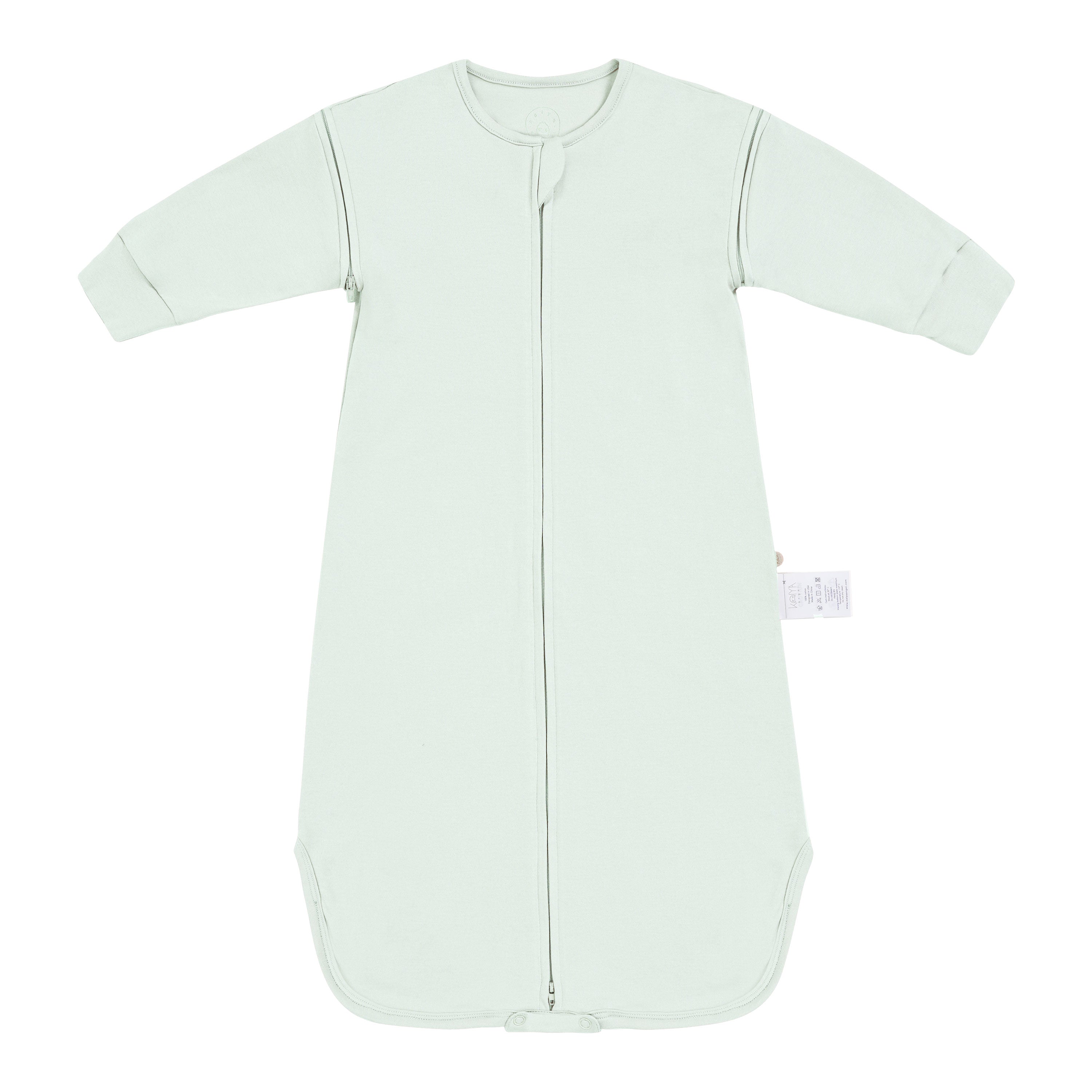 Pima Cotton Front Opening Long Sleeve Sleep Sack 0.5 TOG - Whisper Green