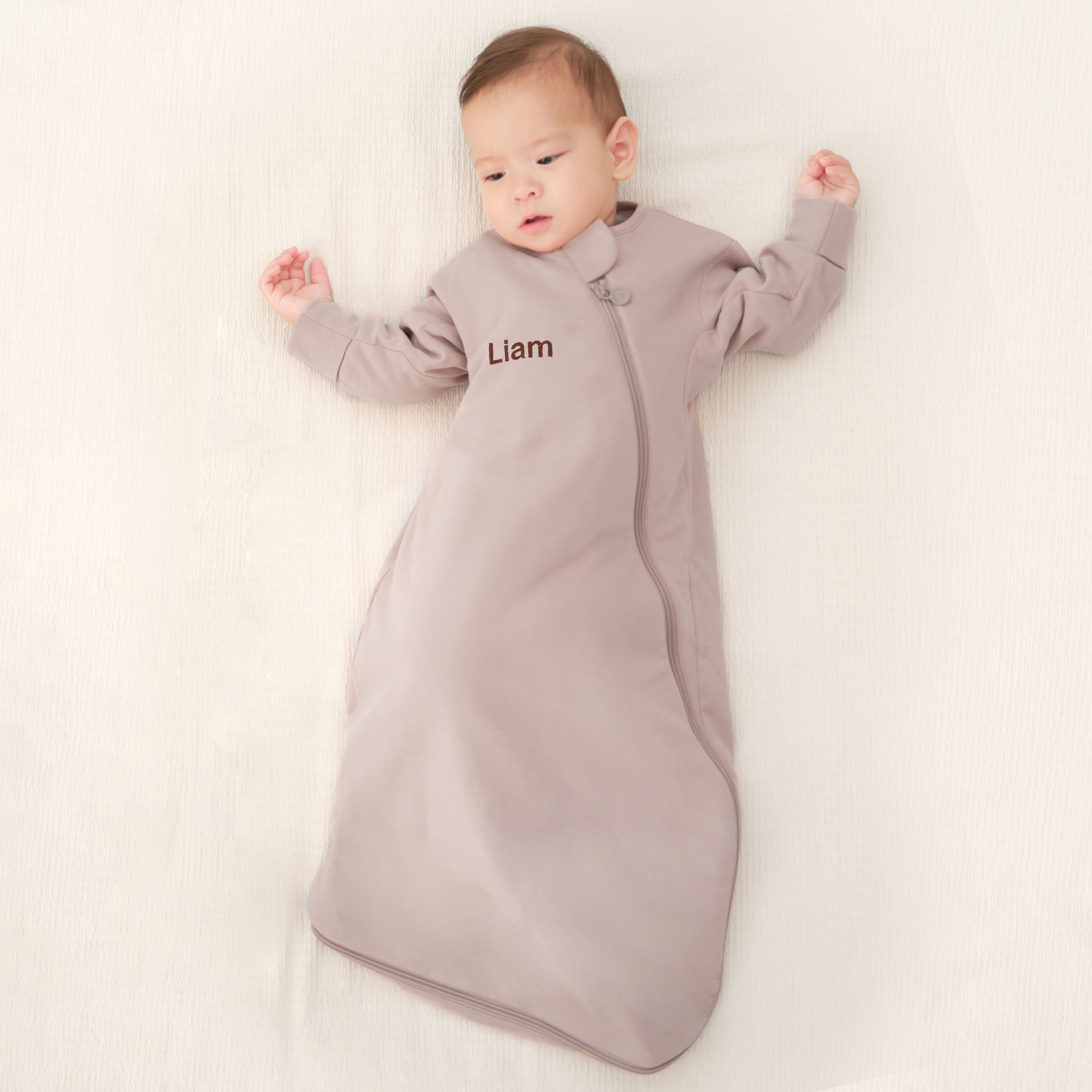 Winter Long Sleeve Sleep Sack 3.5 TOG - Organic Cotton & Camel Wool - Dusty Pink - boy image
