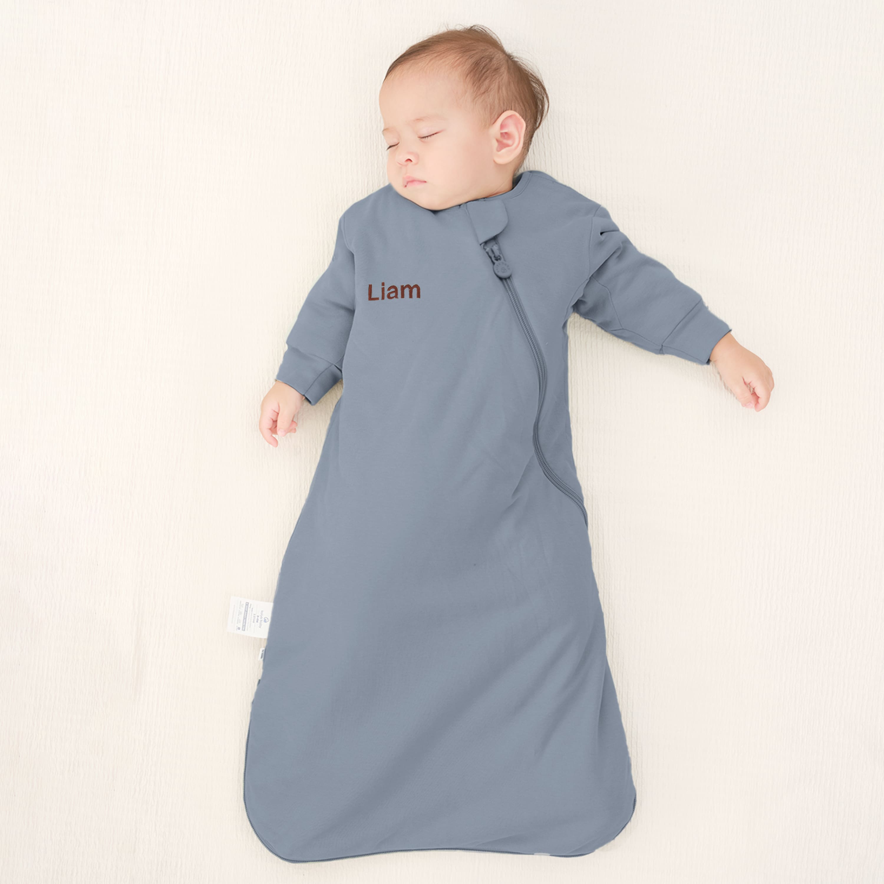 Winter Long Sleeve Sleep Sack 3.5 TOG - Organic Cotton & Camel Wool - Flint Stone - boy image