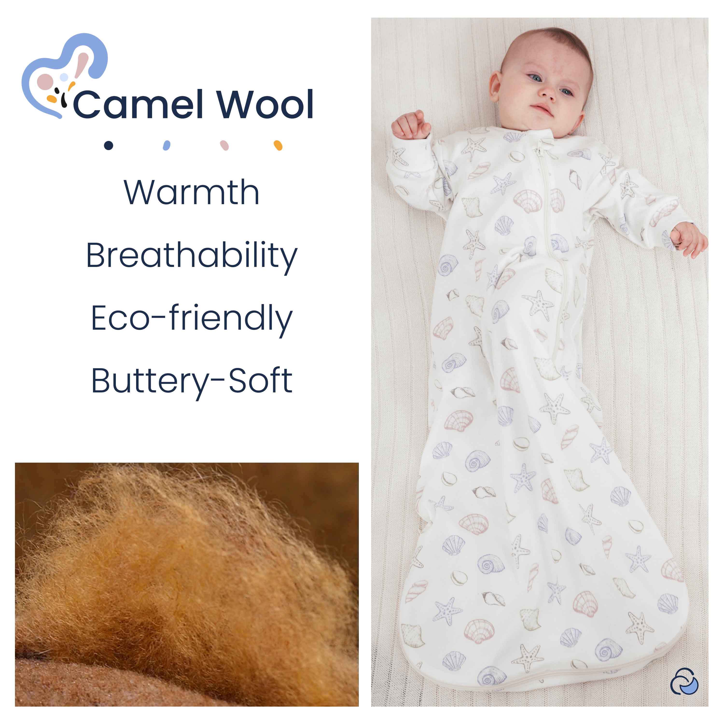 Organic Cotton & Camel Wool Long Sleeve Sleep Sack 1.0 TOG - Shell