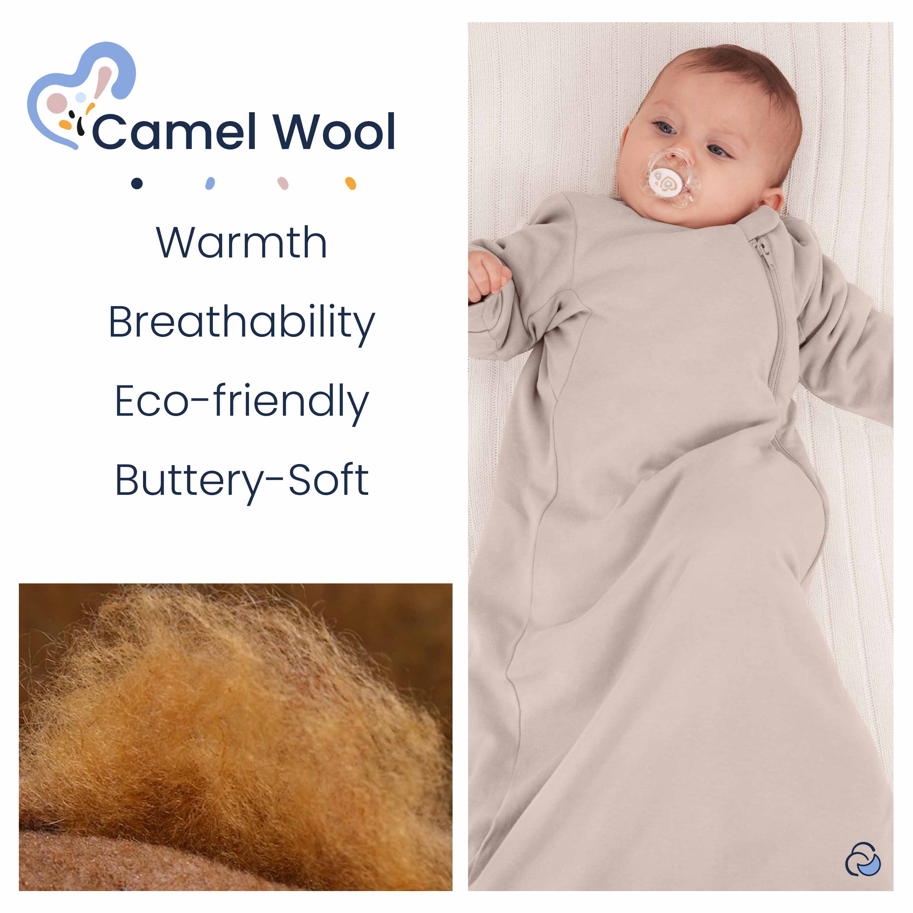 Organic Cotton & Camel Wool Long Sleeve Sleep Sack 1.0 TOG - Dusty Pink