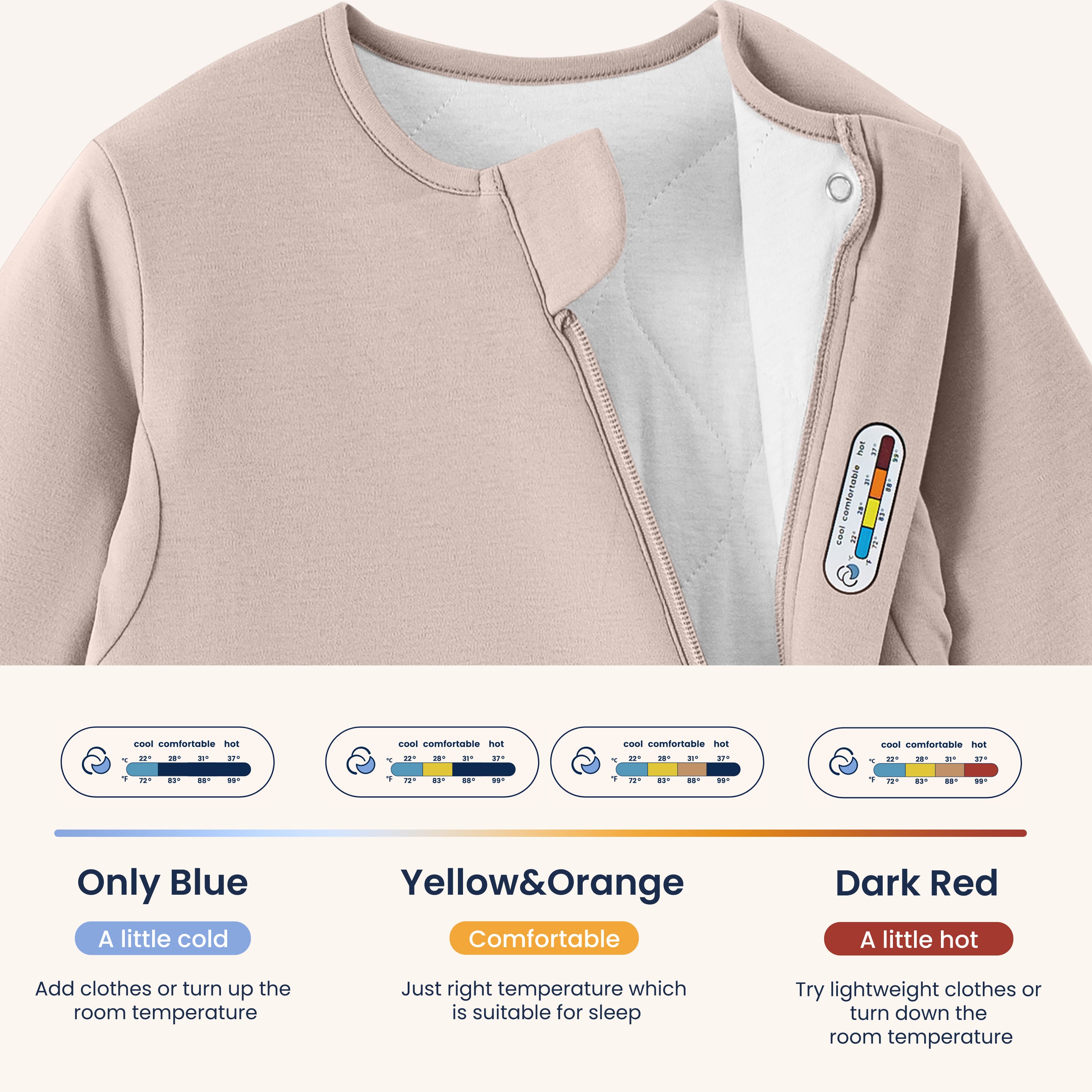 Warm Long Sleeve Sleep Sack 2.5 TOG - Organic Cotton & Camel Wool - Dusty Pink