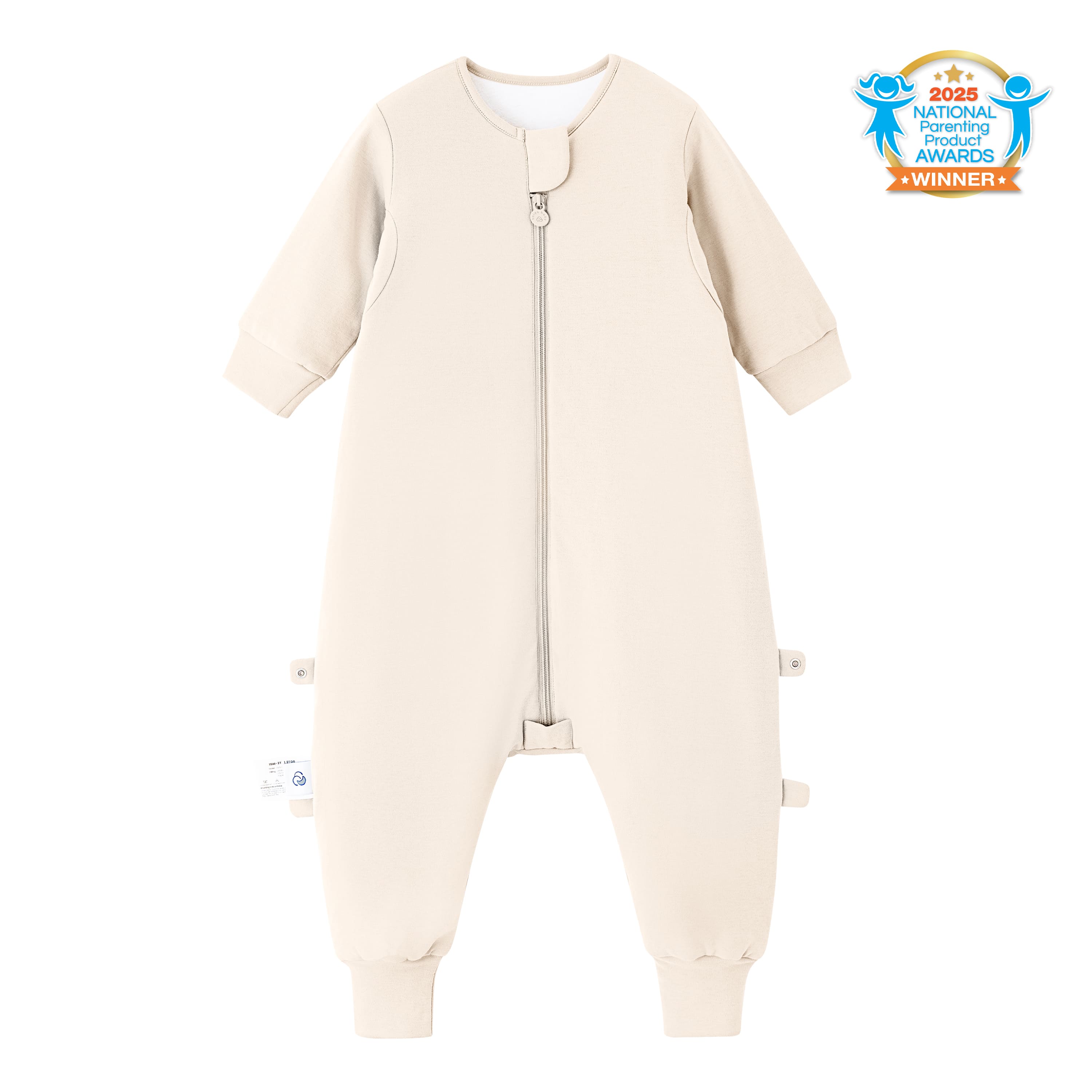 All Season Long Sleeve Sleep Sack Walker 1.0 TOG - Organic Cotton & Camel Wool - Cream