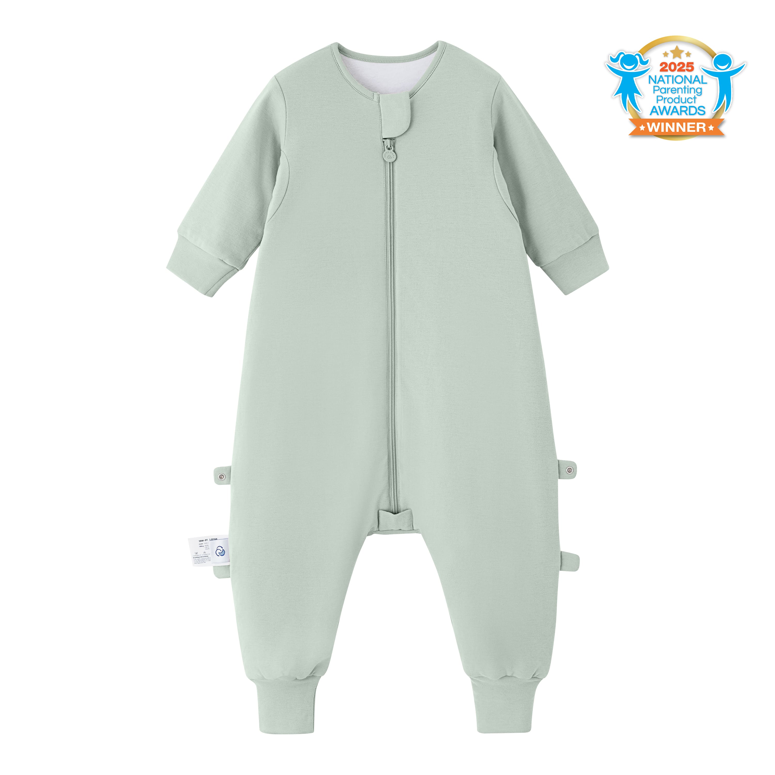 All Season Long Sleeve Sleep Sack Walker 1.0 TOG - Organic Cotton & Camel Wool - Pea Green