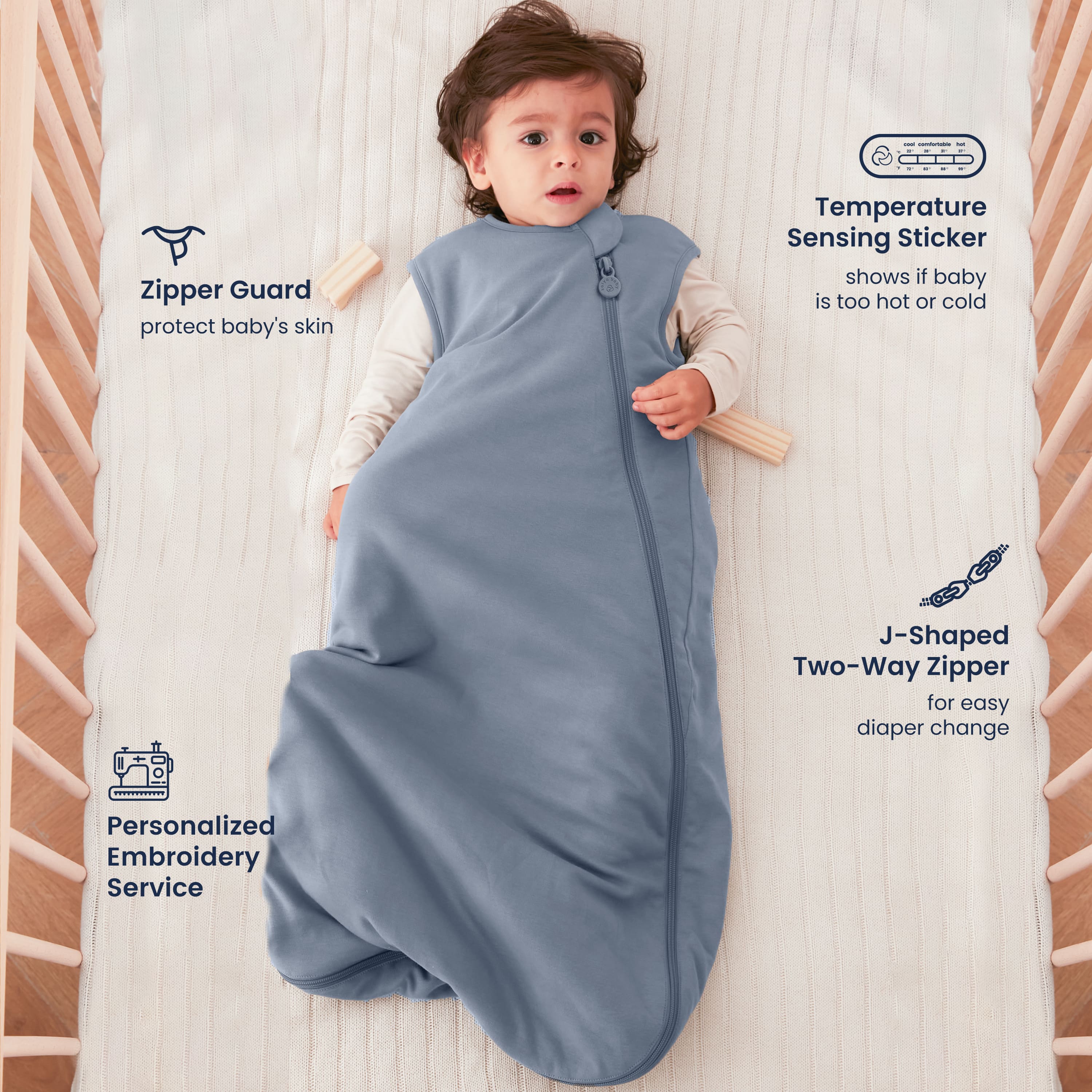 All Season Sleeveless Sleep Sack 1.0 TOG - Organic Cotton & Camel Wool - Flint Stone