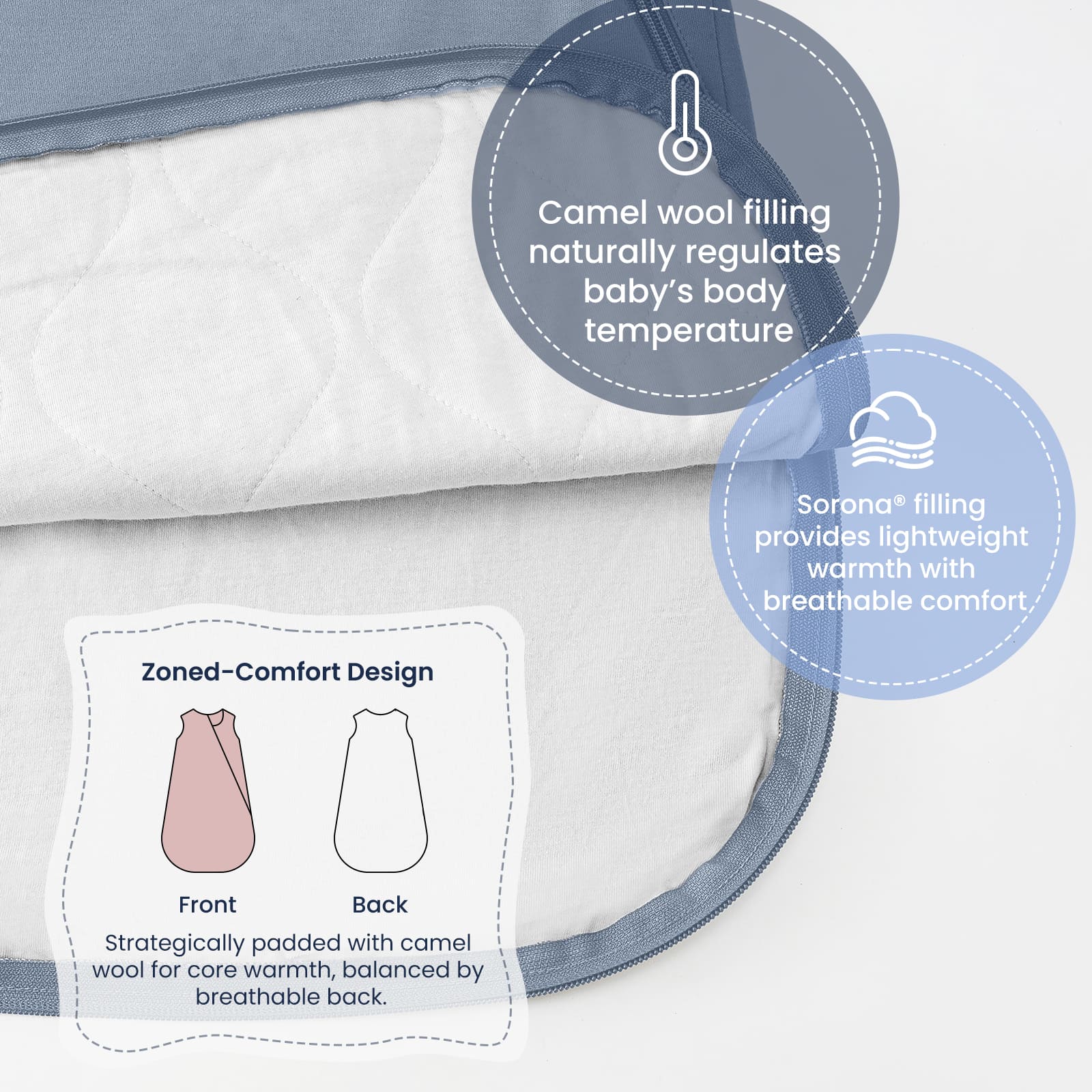 All Season Sleeveless Sleep Sack 1.0 TOG - Organic Cotton & Camel Wool - Flint Stone