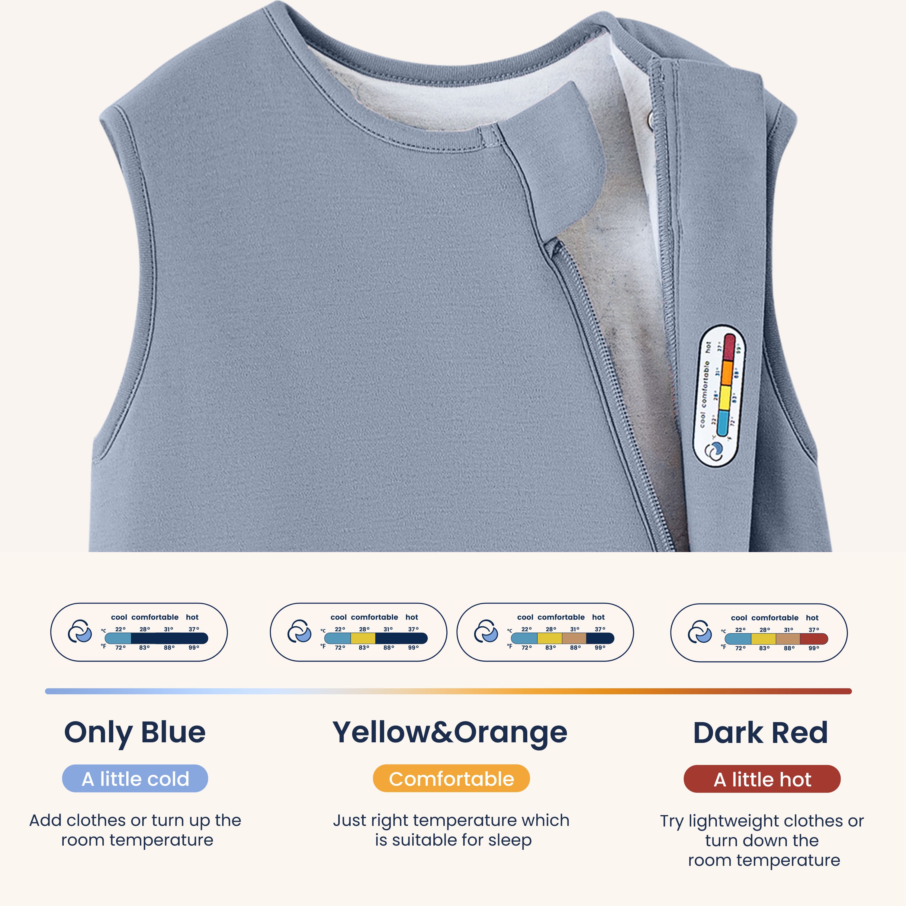 All Season Sleeveless Sleep Sack 1.0 TOG - Organic Cotton & Camel Wool - Flint Stone