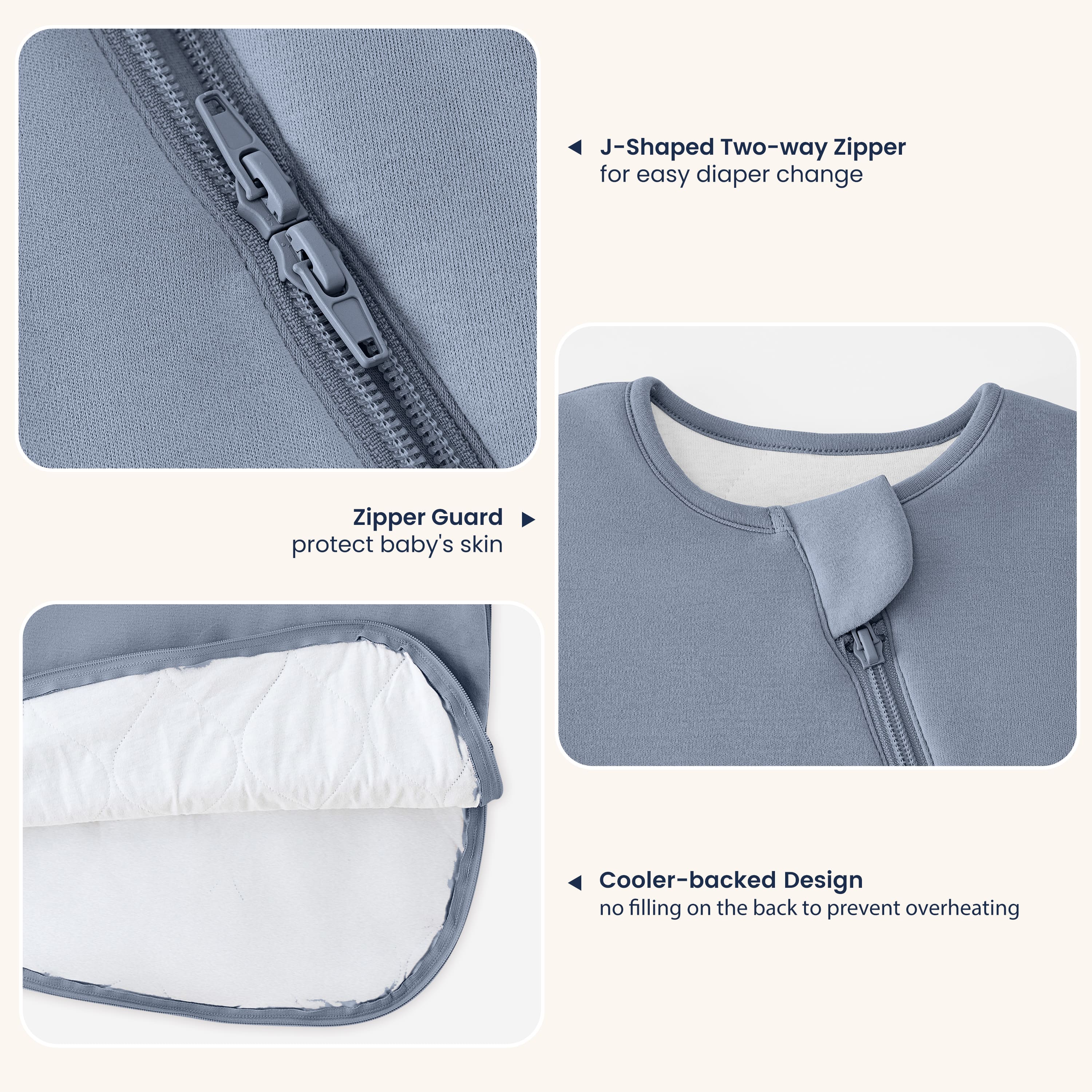 All Season Sleeveless Sleep Sack 1.0 TOG - Organic Cotton & Camel Wool - Flint Stone