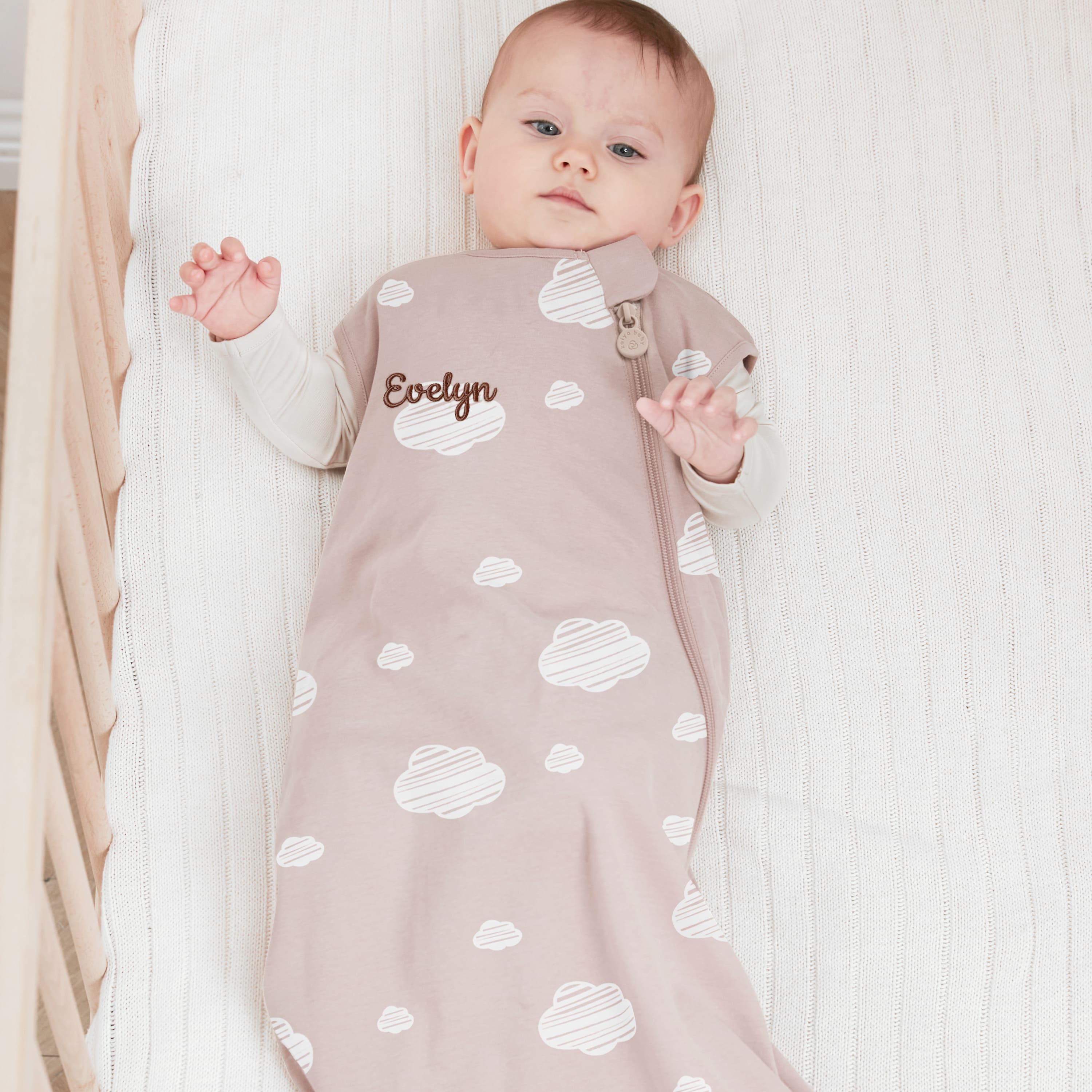 All Season Sleeveless Sleep Sack 1.0 TOG - Organic Cotton & Camel Wool - Pink Sky - Boy Image