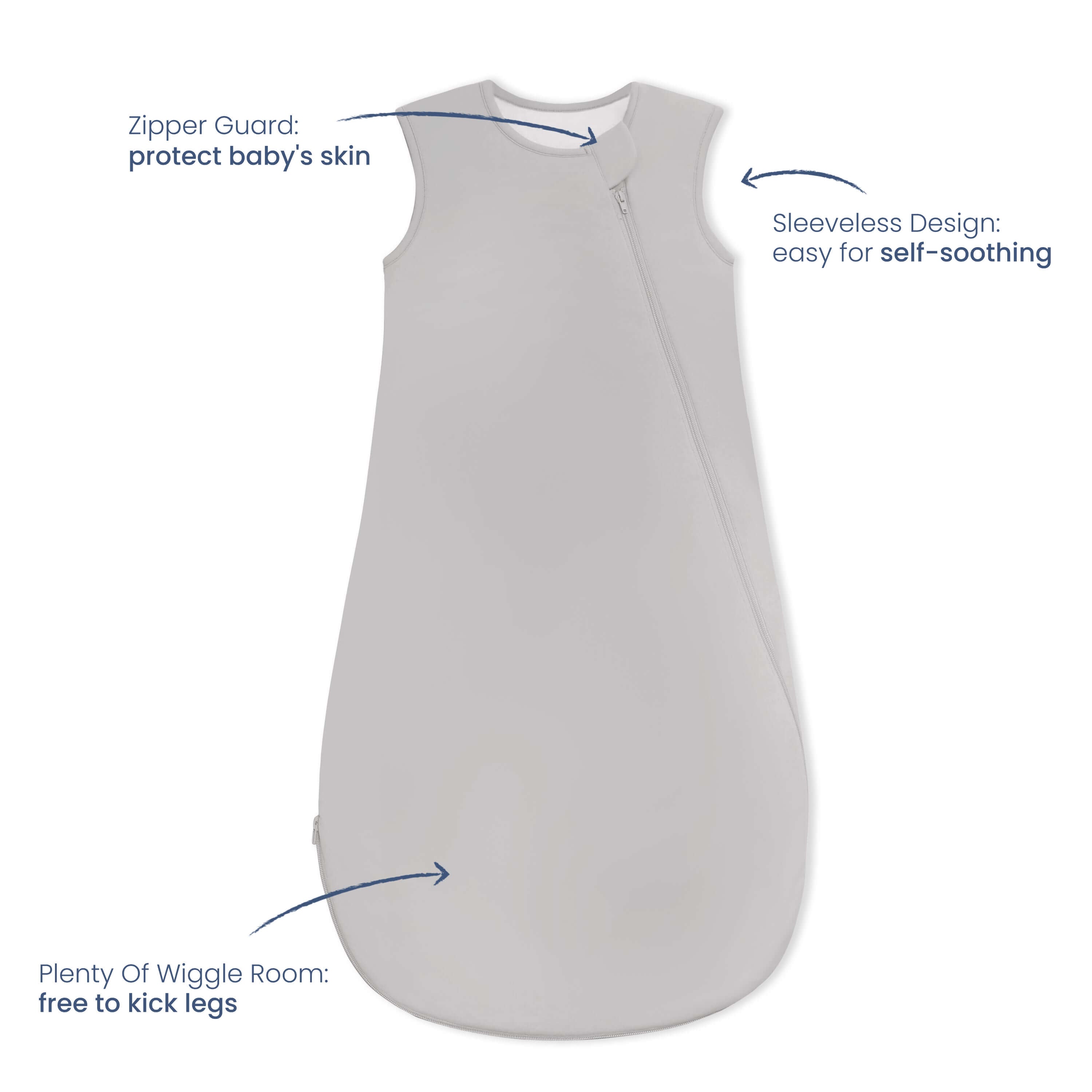 All Season Sleeveless Sleep Sack 1.0 TOG - Organic Cotton & Camel Wool - Stone Gray