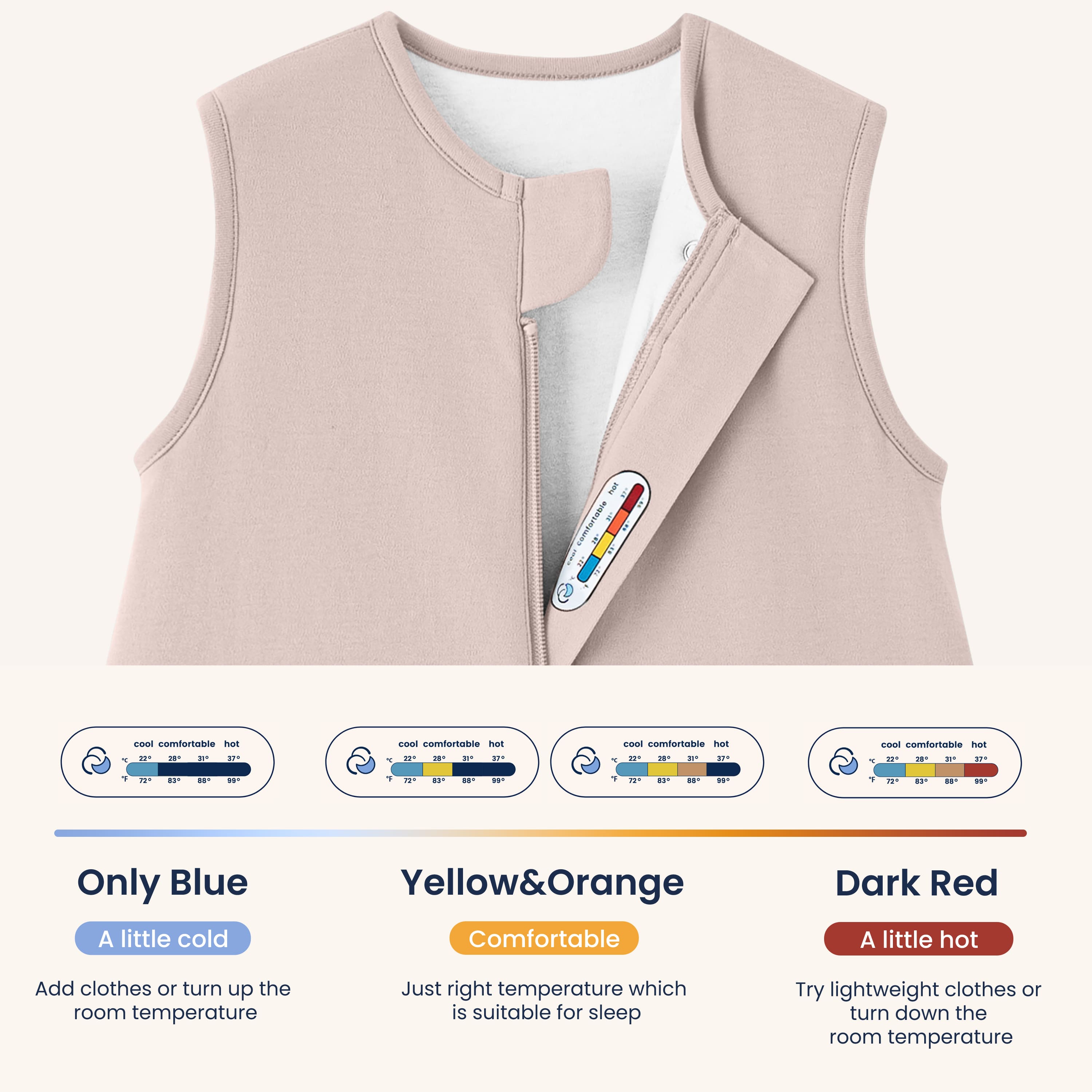 All Season Sleeveless Sleep Sack Walker 1.0 TOG - Organic Cotton & Camel Wool - Dusty Pink - sticker