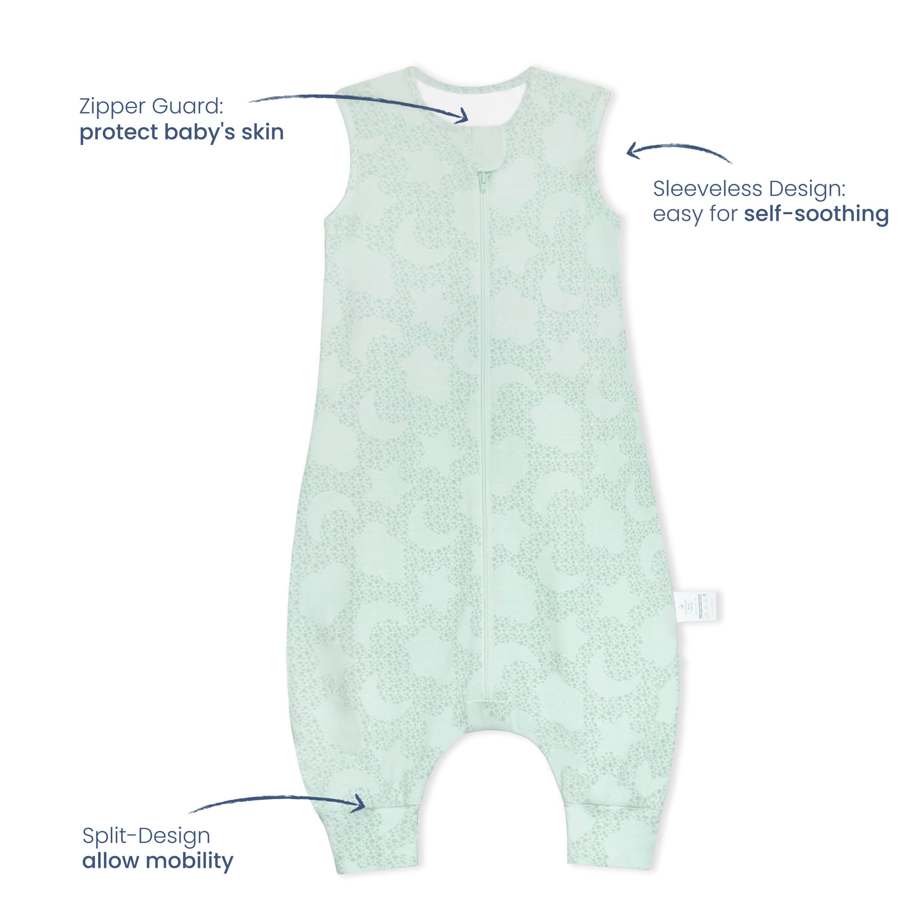 All Season Sleeveless Sleep Sack Walker 1.0 TOG - Organic Cotton & Camel Wool - Mint Sky