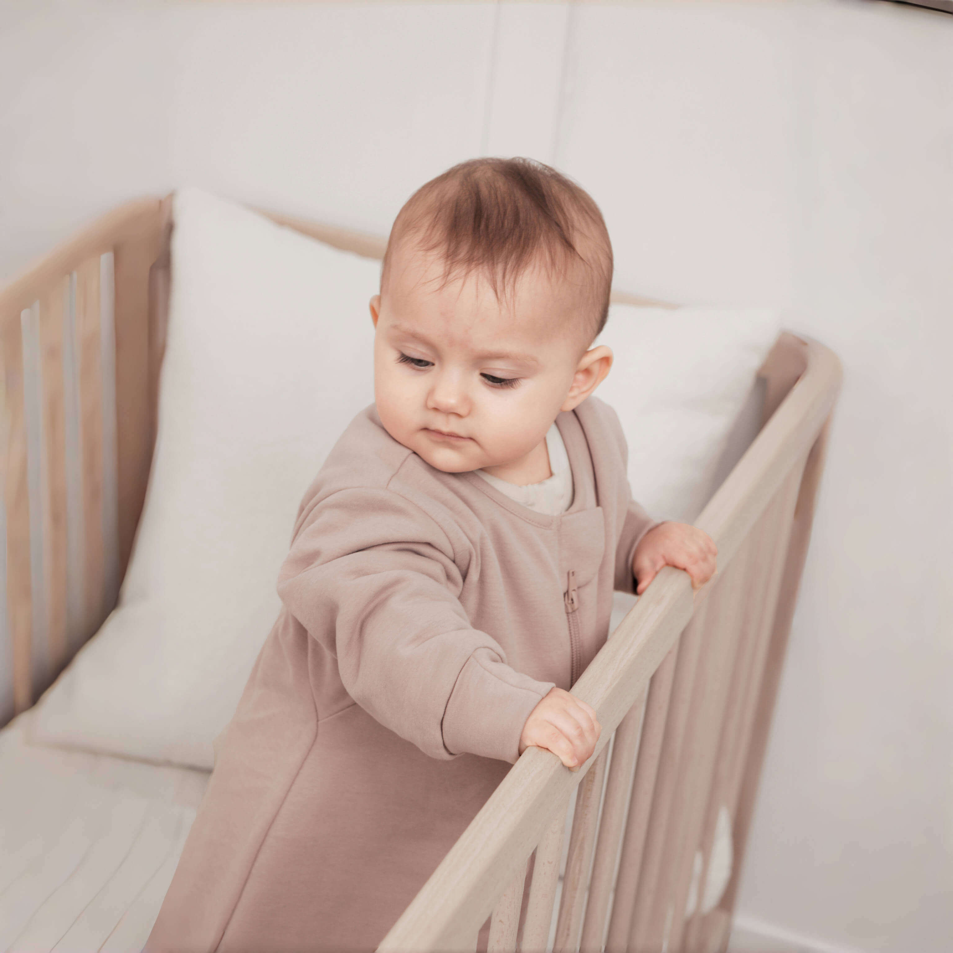 Camel Wool Warm Long Sleeve Sleep Sack With Feet 2.5 TOG - Dusty Pink