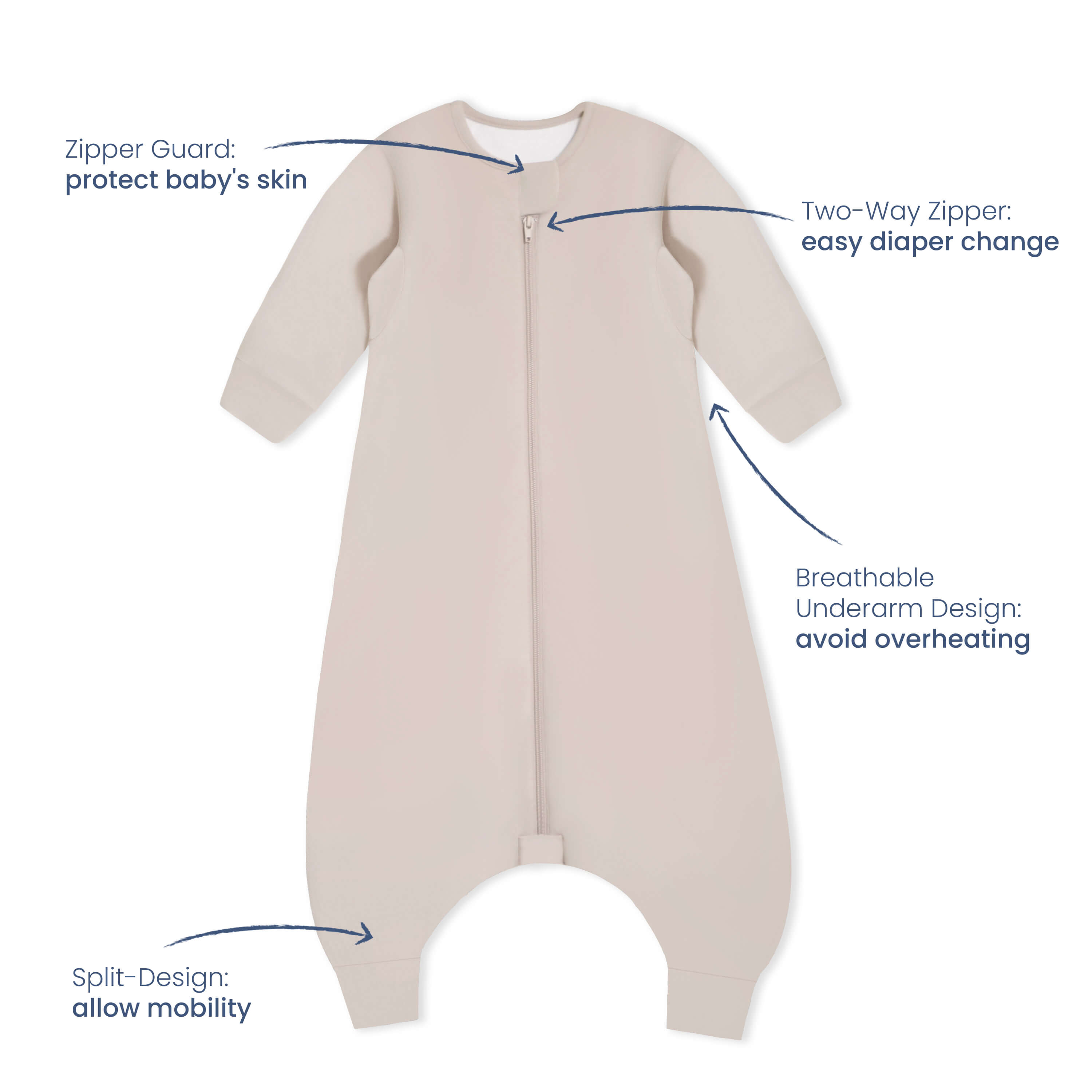 Organic Cotton & Camel Wool Warm Long Sleeve Sleep Sack Walker 2.5 TOG - Dusty Pink