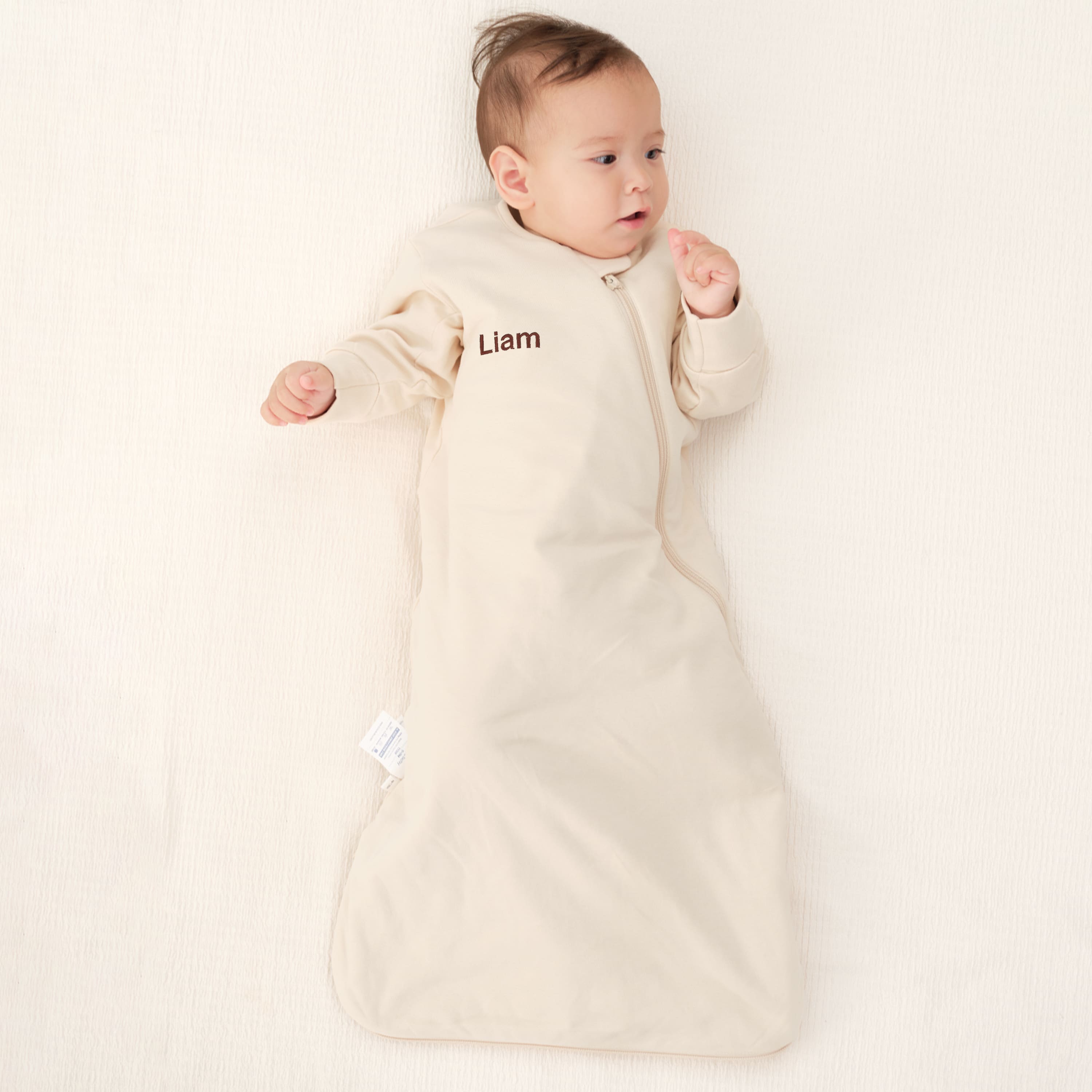 All Season Long Sleeve Sleep Sack 1.0 TOG - Organic Cotton & Camel Wool - Cream - Boy image