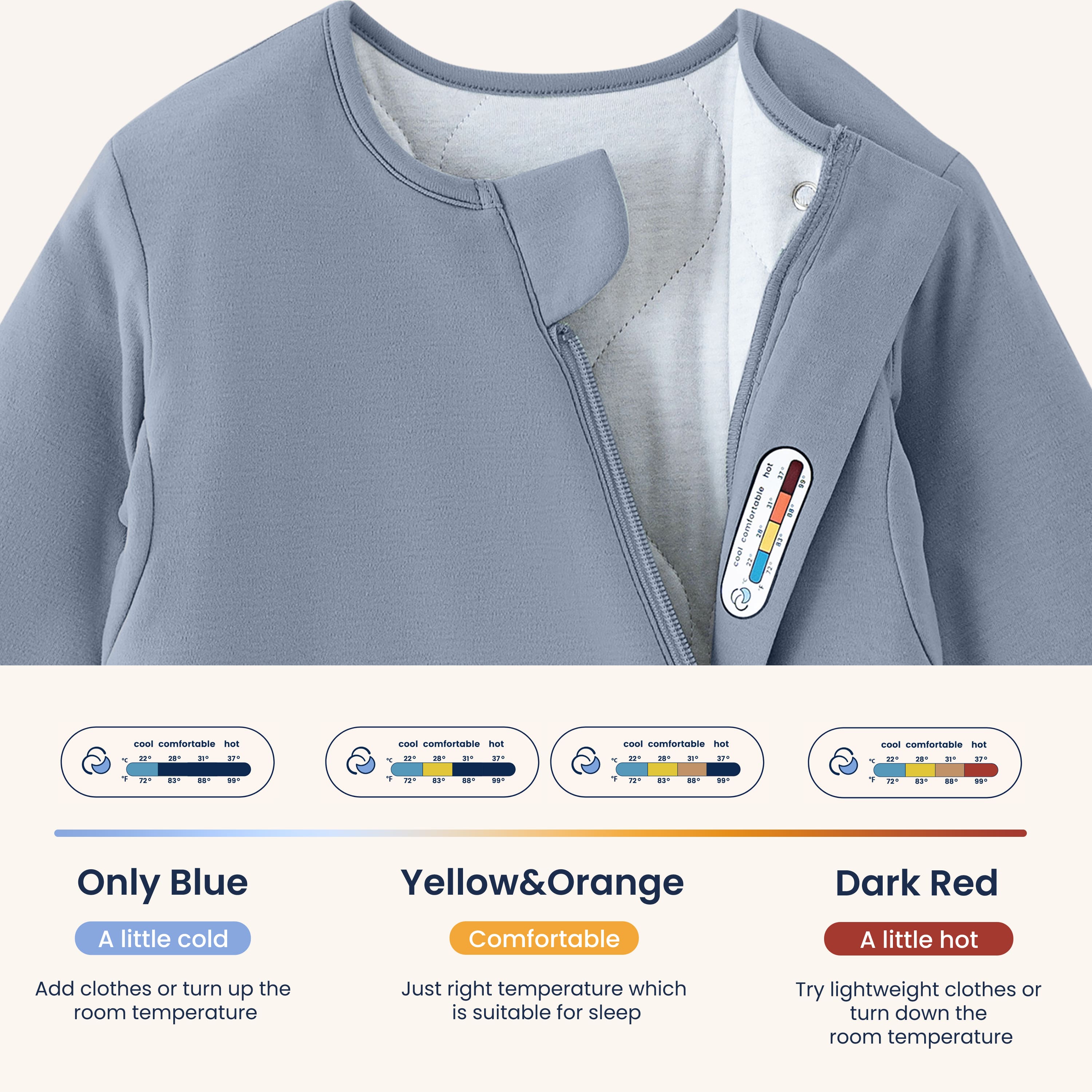 Winter Long Sleeve Sleep Sack 3.5 TOG - Organic Cotton & Camel Wool - Flint Stone