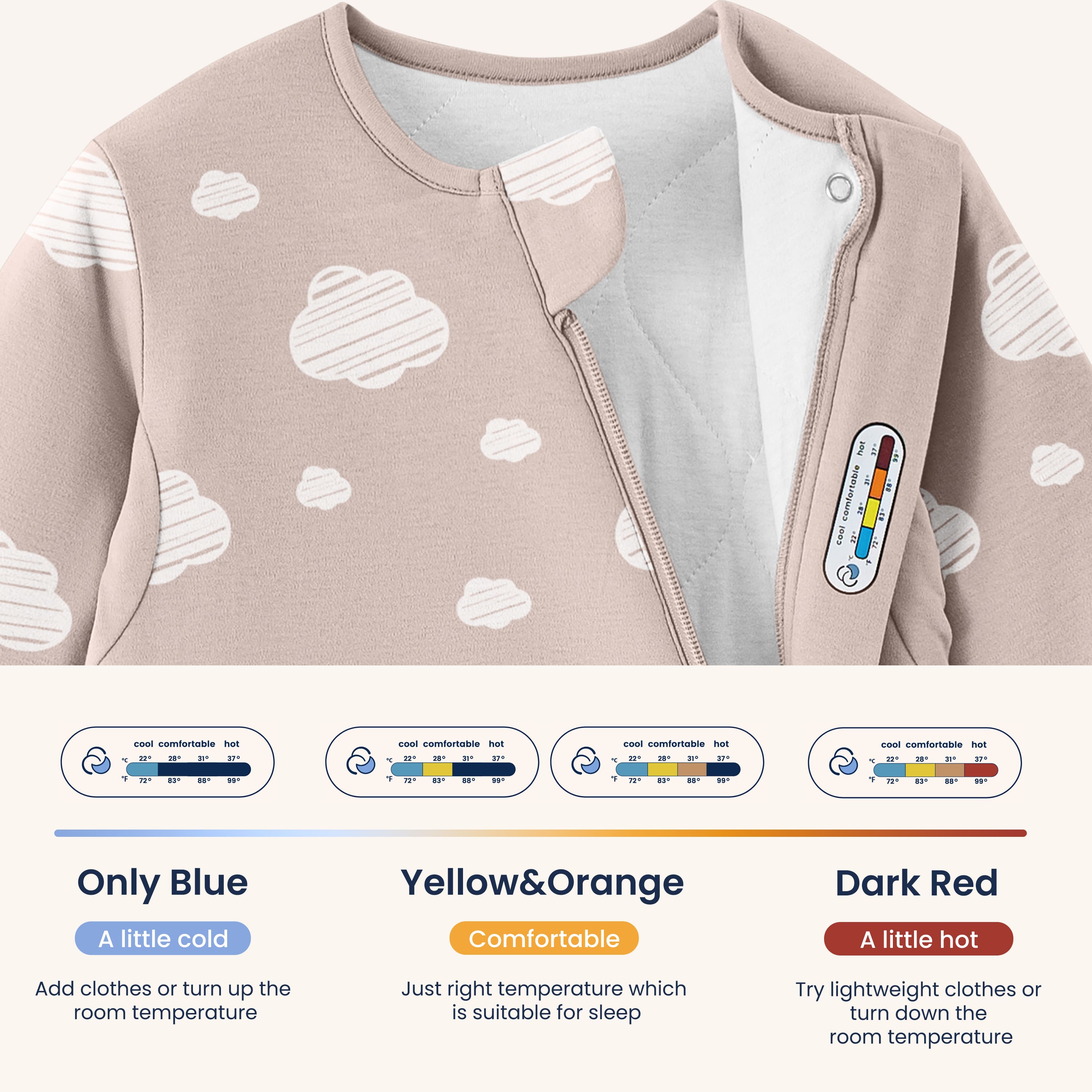 Warm Long Sleeve Sleep Sack 2.5 TOG - Organic Cotton & Camel Wool - Pink Sky - sticker