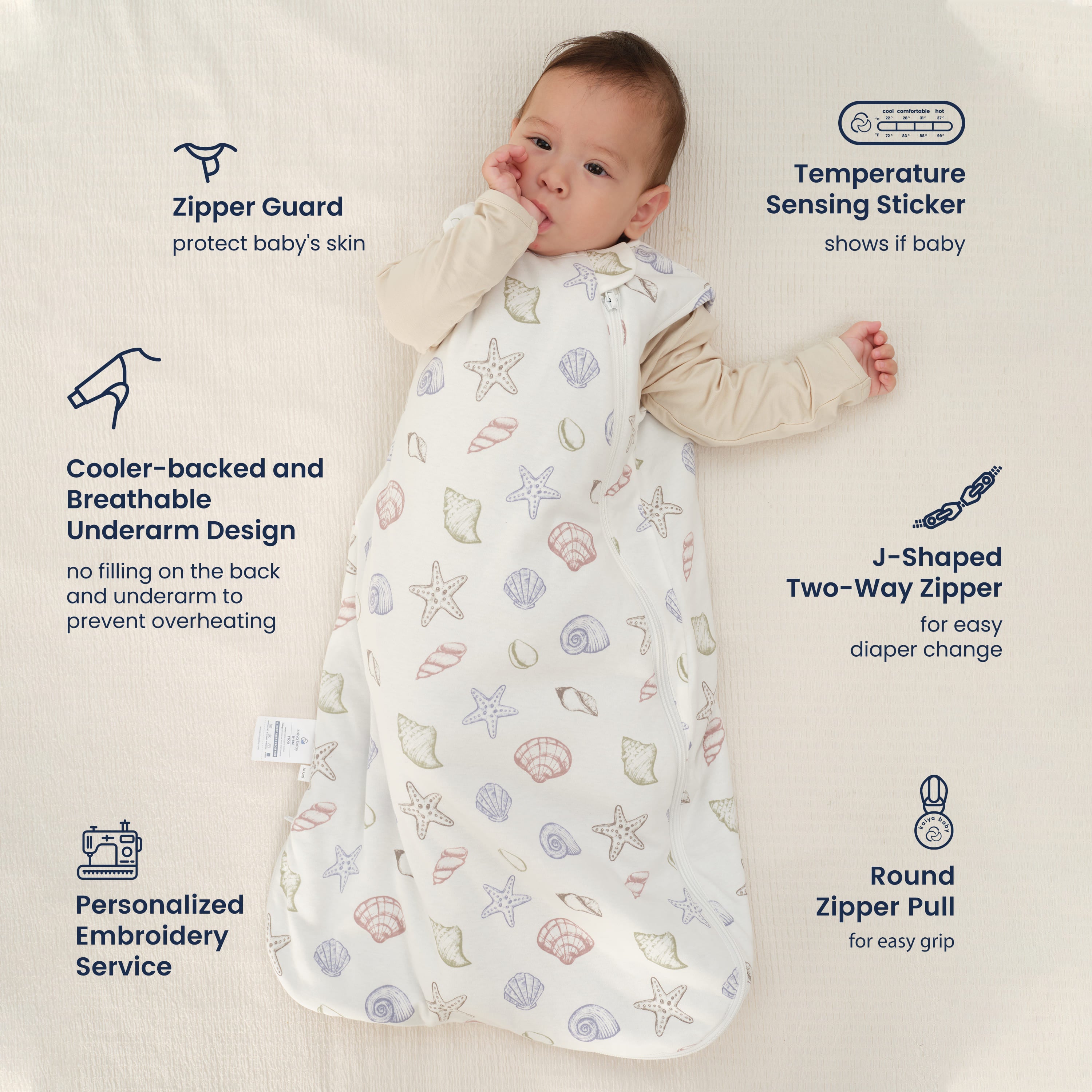 All Season Sleeveless Sleep Sack 1.0 TOG - Organic Cotton & Camel Wool