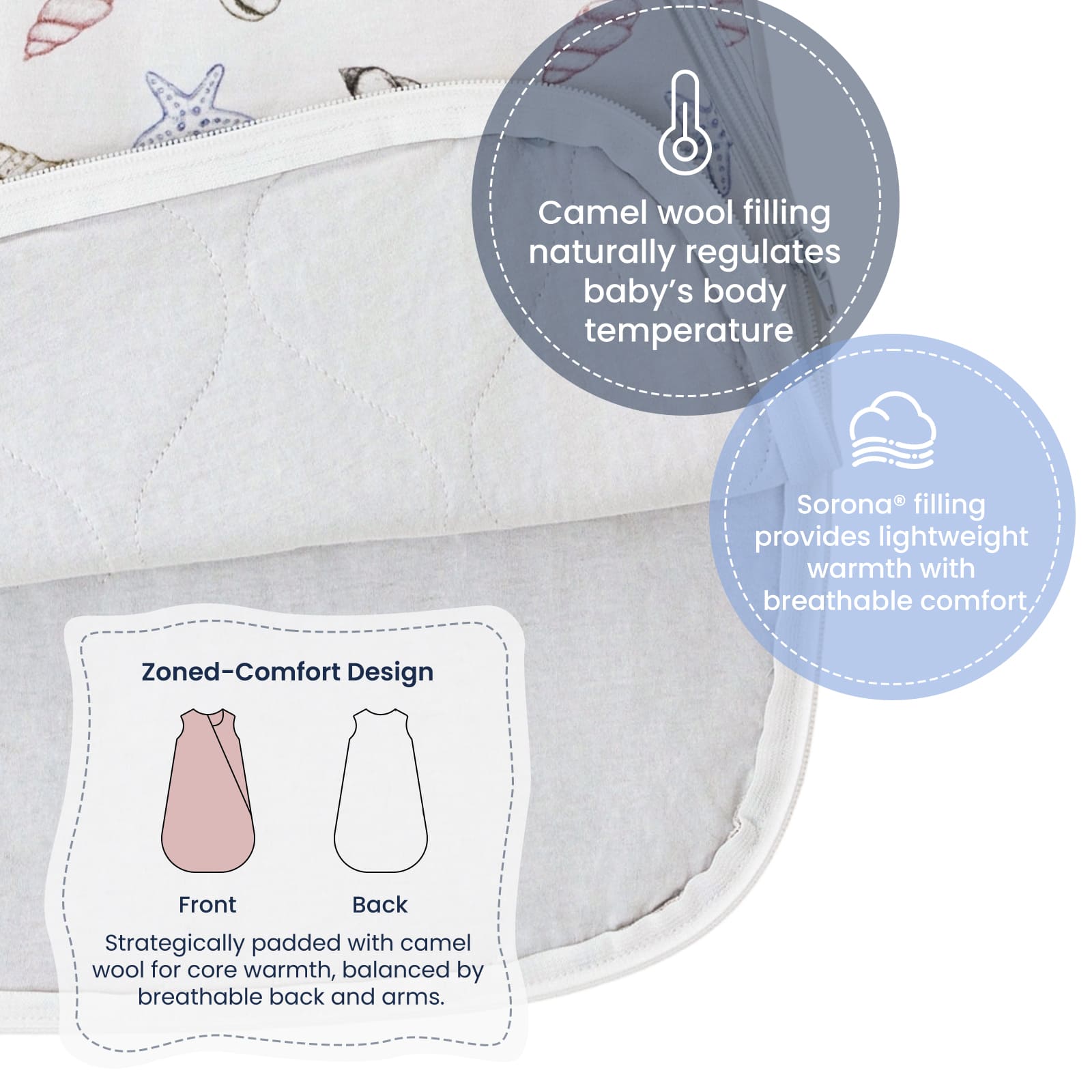 All Season Sleeveless Sleep Sack 1.0 TOG - Organic Cotton & Camel Wool