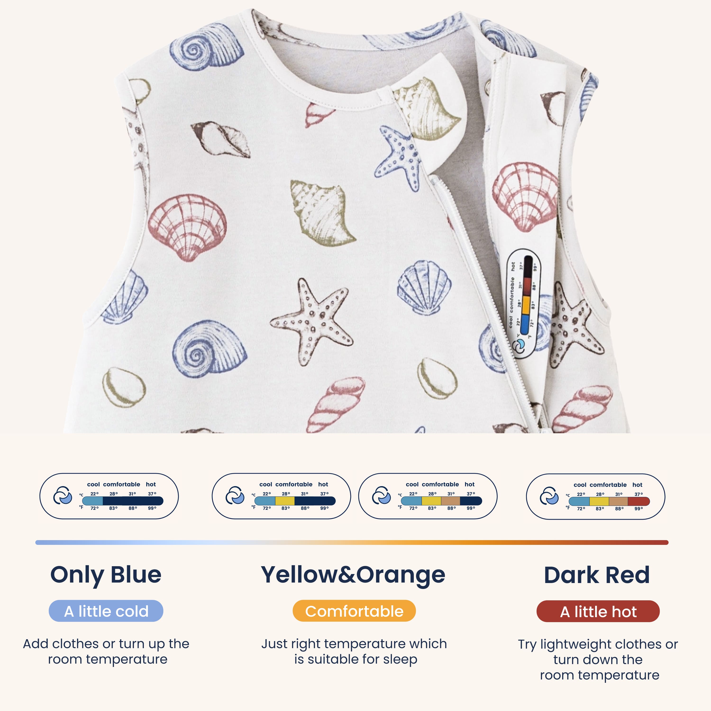 All Season Sleeveless Sleep Sack 1.0 TOG - Organic Cotton & Camel Wool - Shell - sticker