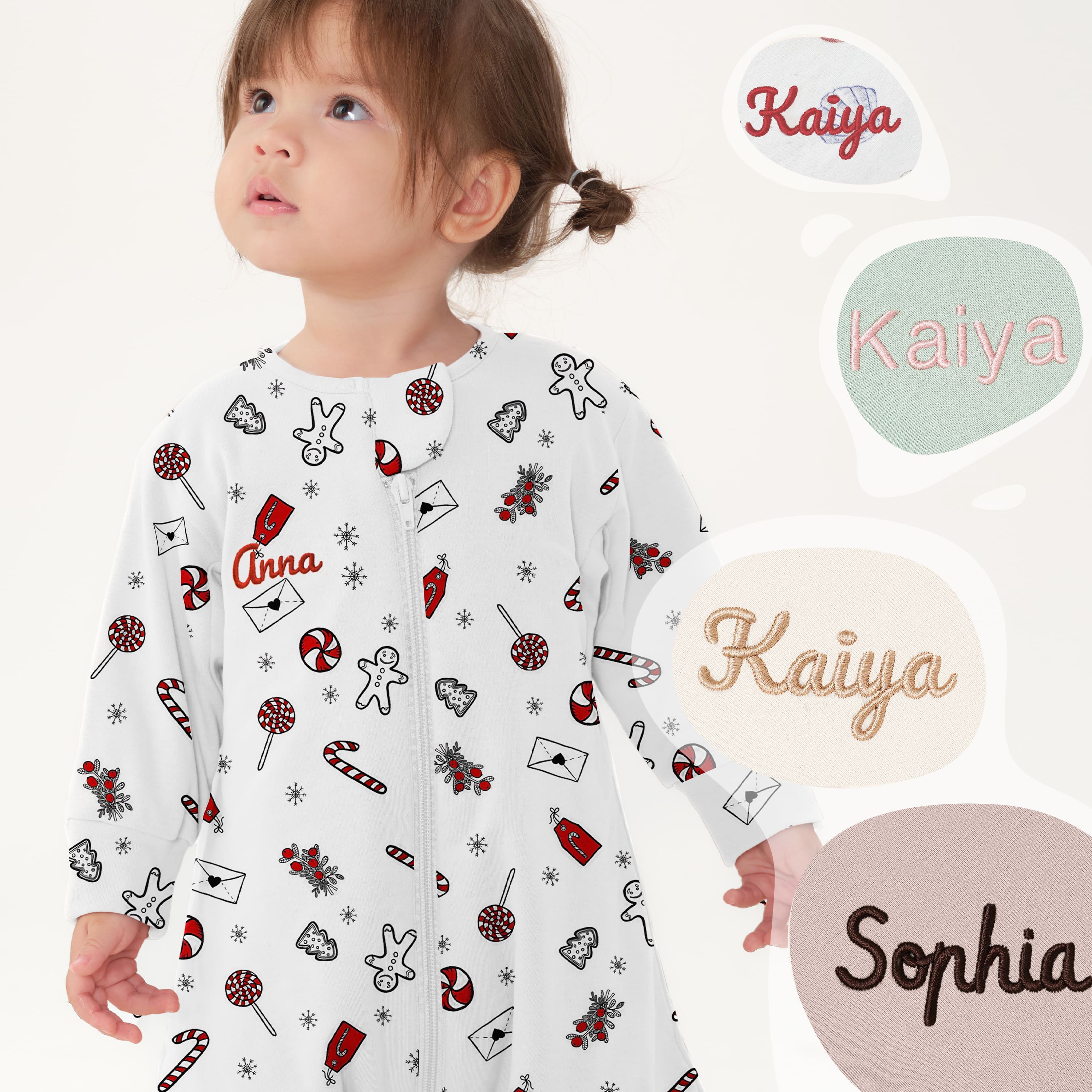 Warm Long Sleeve Sleep Sack Walker 2.5 TOG - Organic Cotton & Camel Wool - Sweet Holiday embroidery