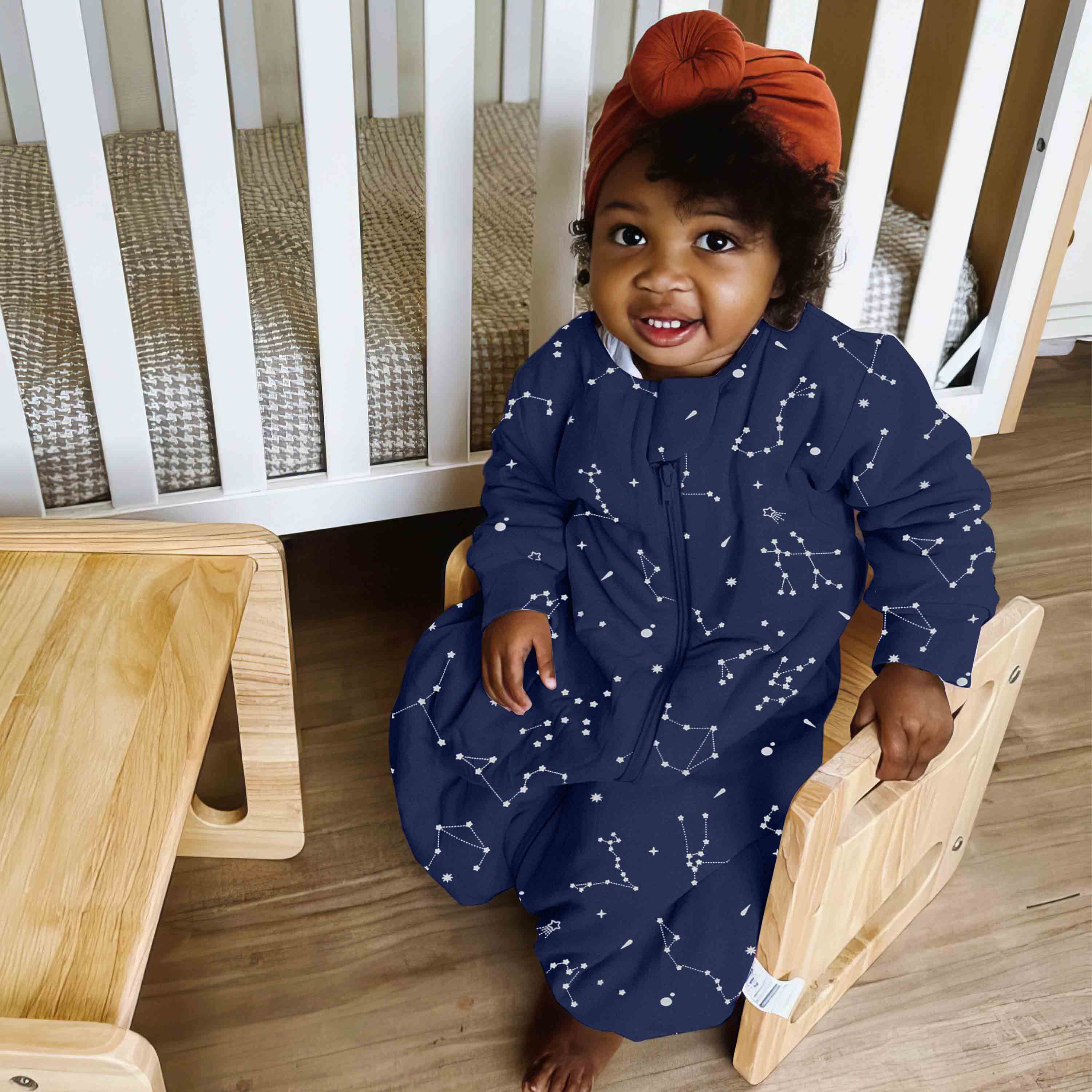 Organic Cotton & Camel Wool Winter Long Sleeve Sleeping Bag With Legs 3.5 TOG - Constellation