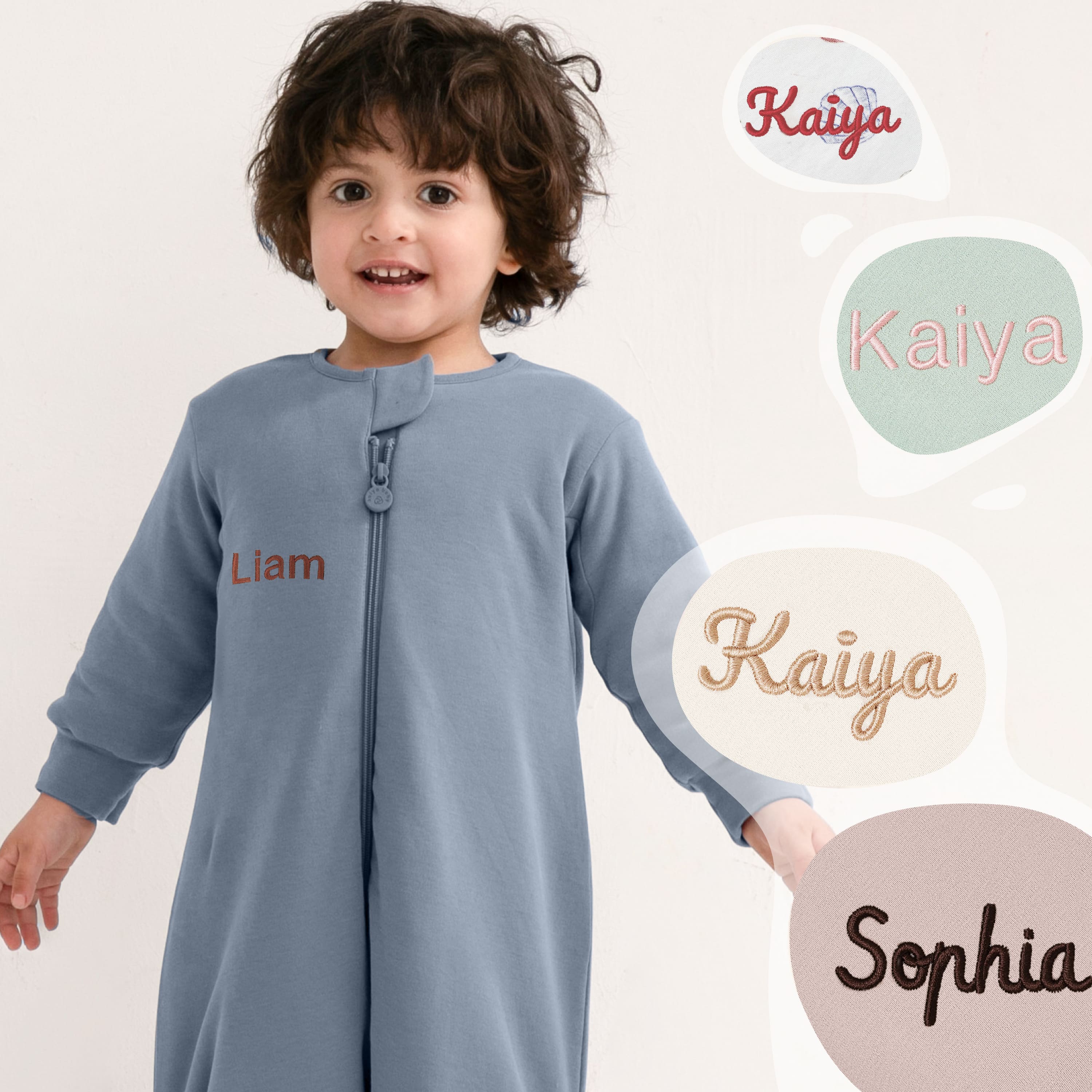 Winter Long Sleeve Sleep Sack Walker 3.5 TOG - Organic Cotton & Camel Wool - Misty Blue