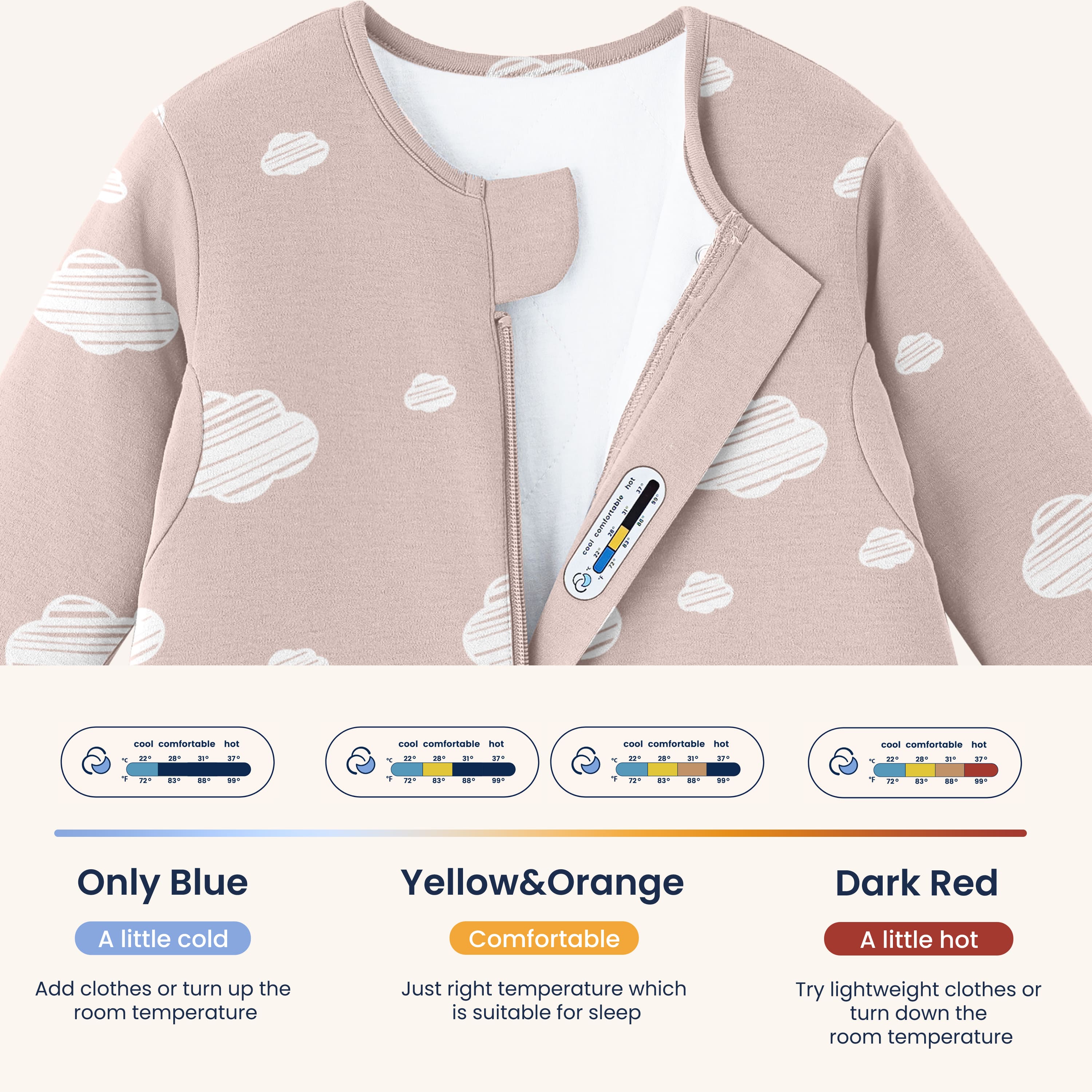 Winter Long Sleeve Sleep Sack Walker 3.5 TOG - Organic Cotton & Camel Wool - Pink Sky