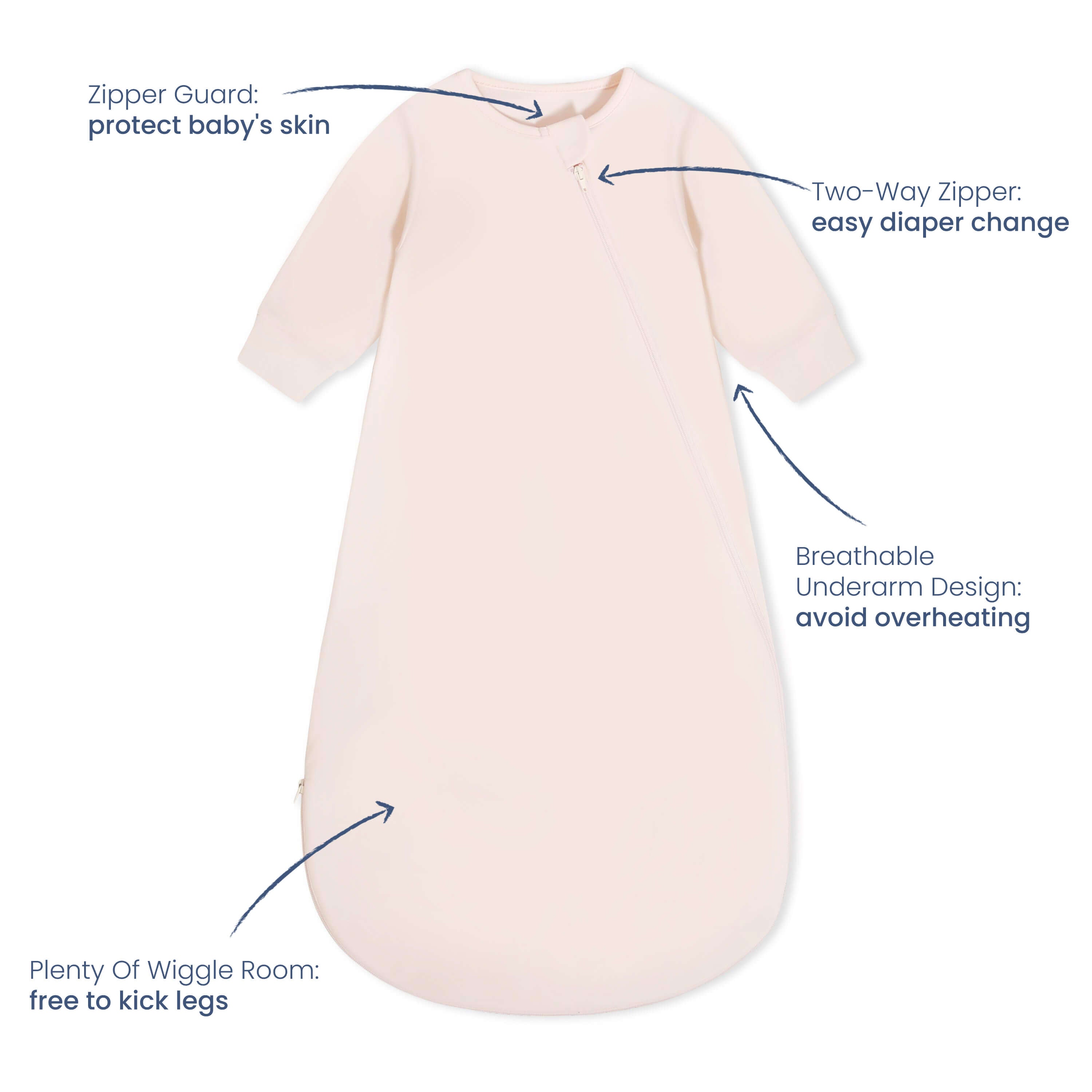 Organic Long Sleeve Sleep Sack 0.5 TOG - Primrose Pink