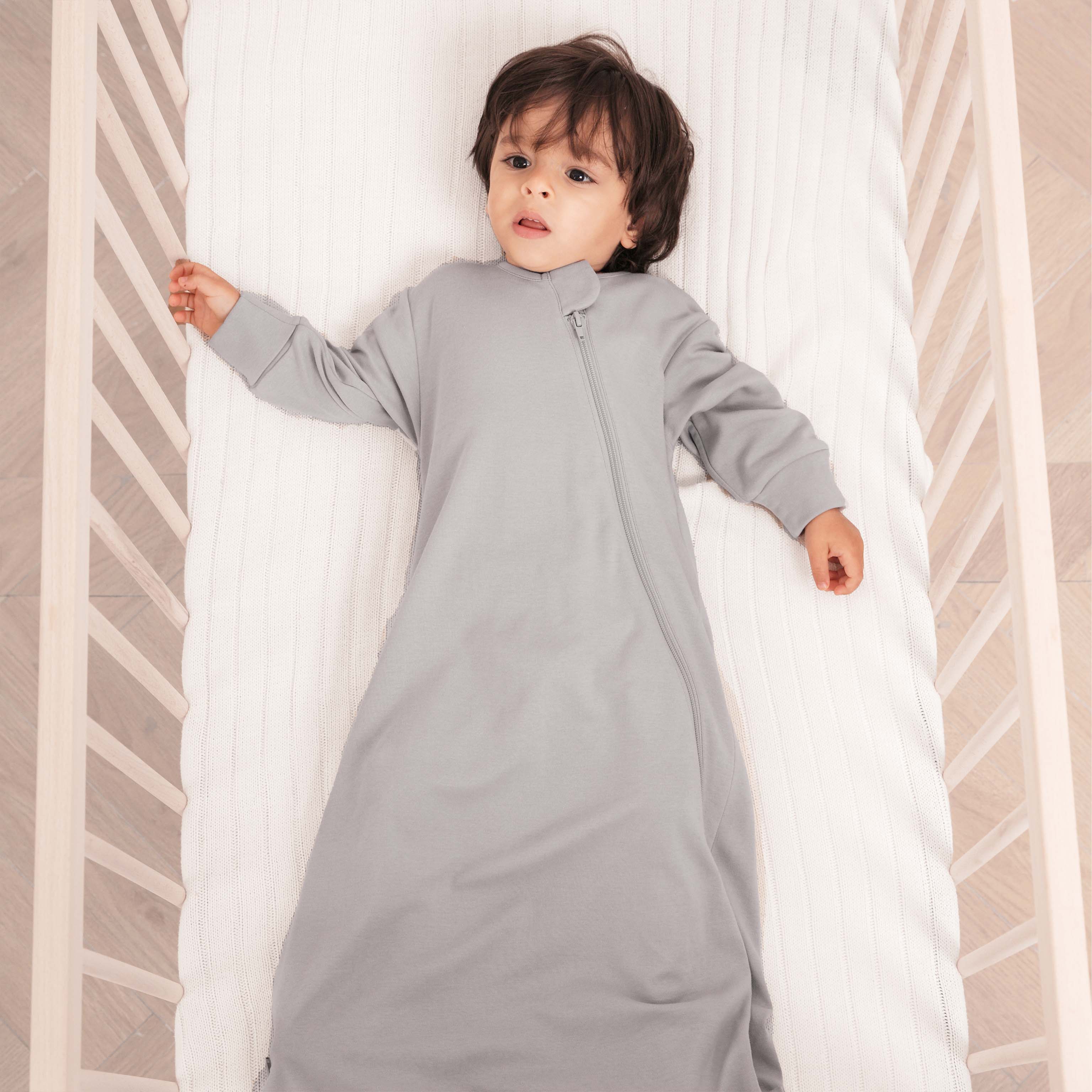 Organic Cotton & Camel Wool Long Sleeve Sleeping Bag 1.0 TOG - Stone Gray