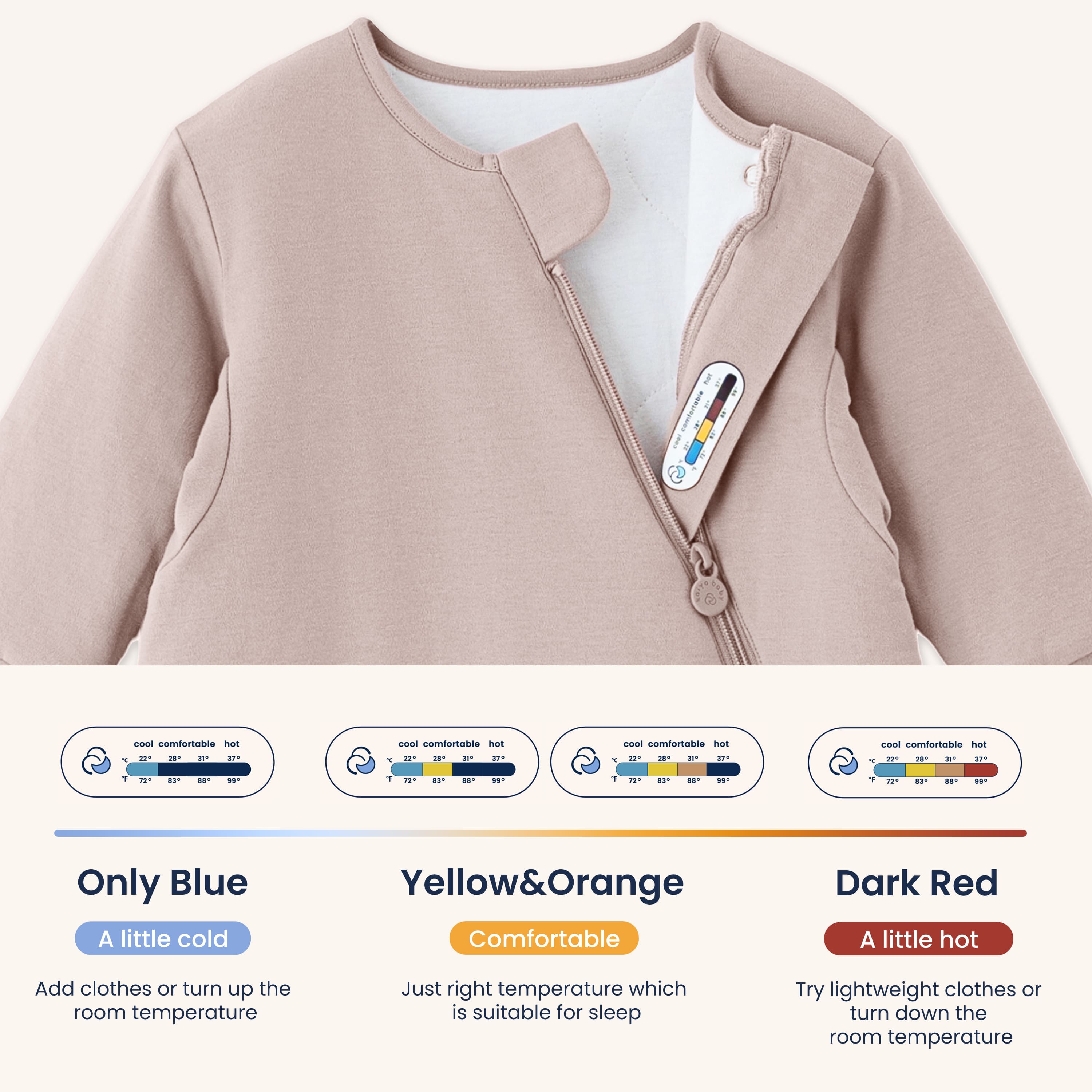 Sleep Suit Sack 3-in-1 2.5 TOG - Organic Cotton & Camel Wool - Dusty Pink Sticker