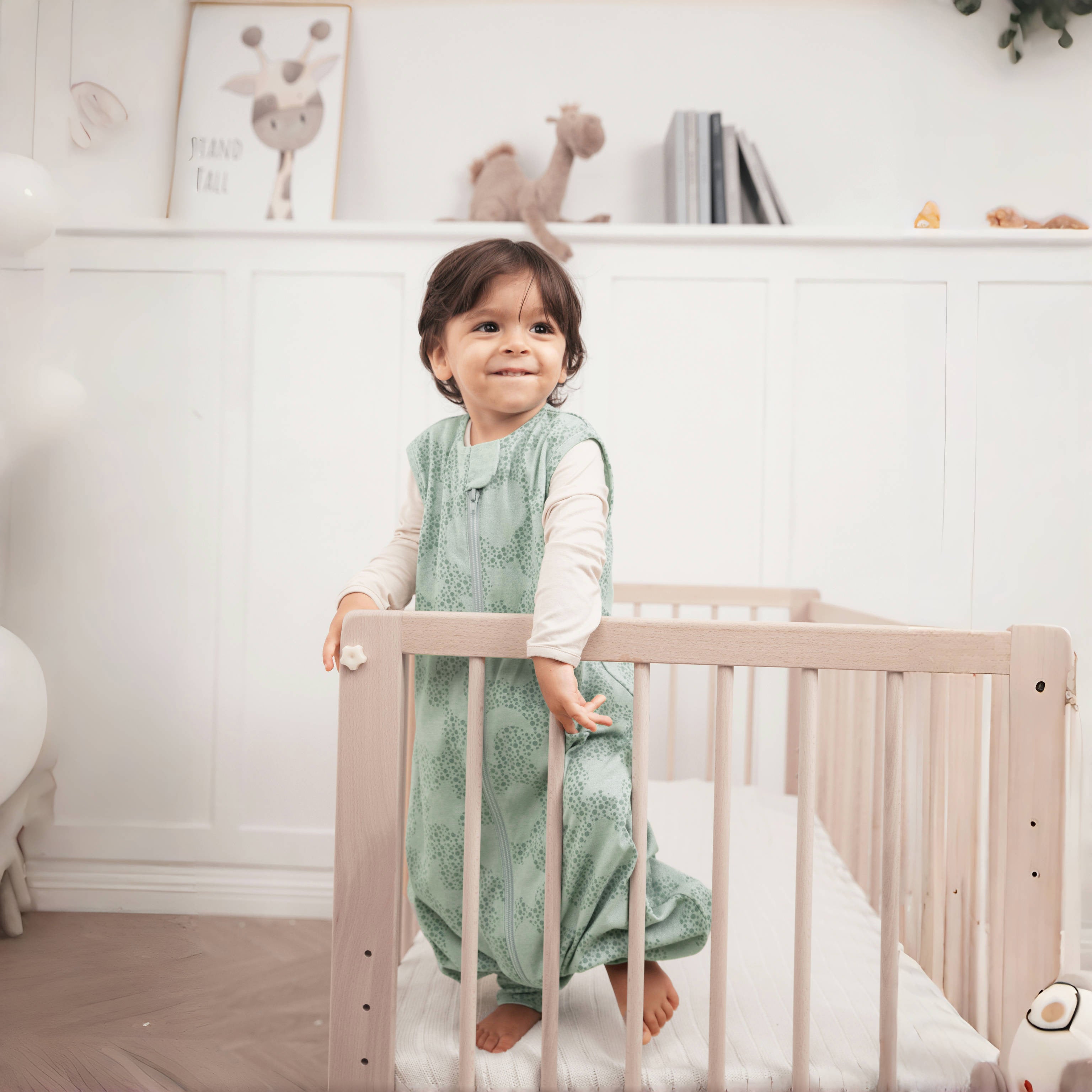 Organic Sleeveless Sleep Sack With Feet 0.5 TOG - Mint Sky