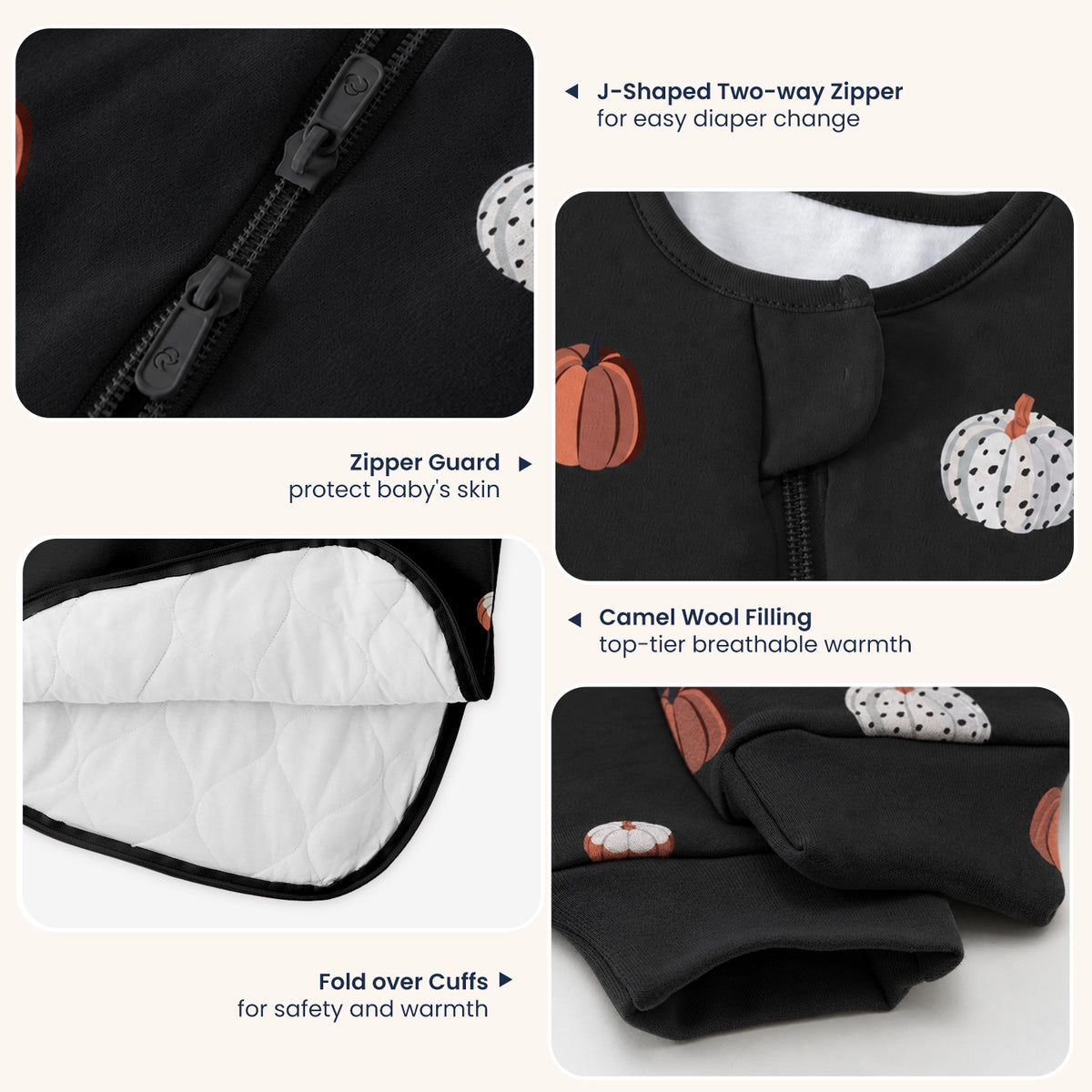 warm-long-sleeve-sleep-sack-2-5-tog-organic-cotton-camel-wool-pumpkin-dots